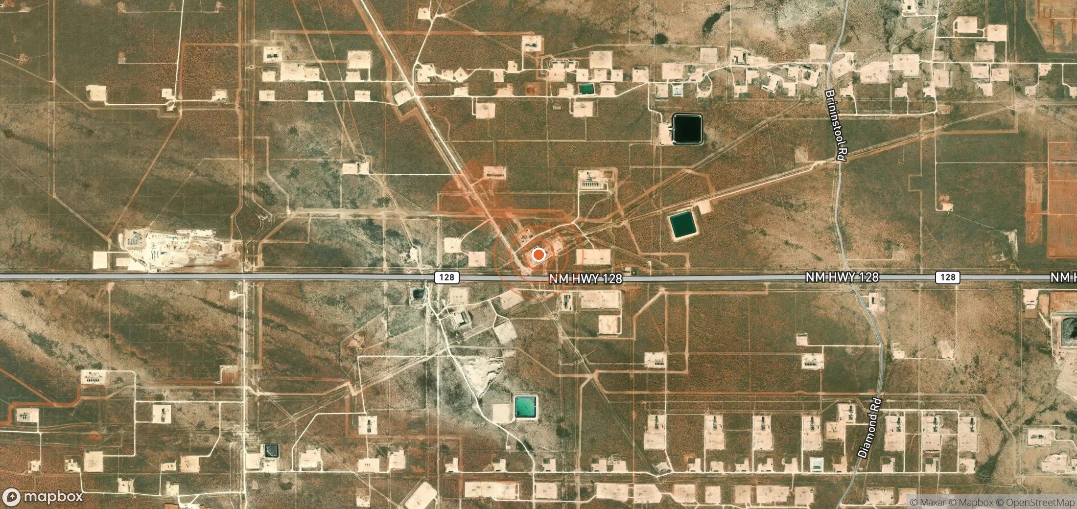 Satellite map of methane plume locations in United States