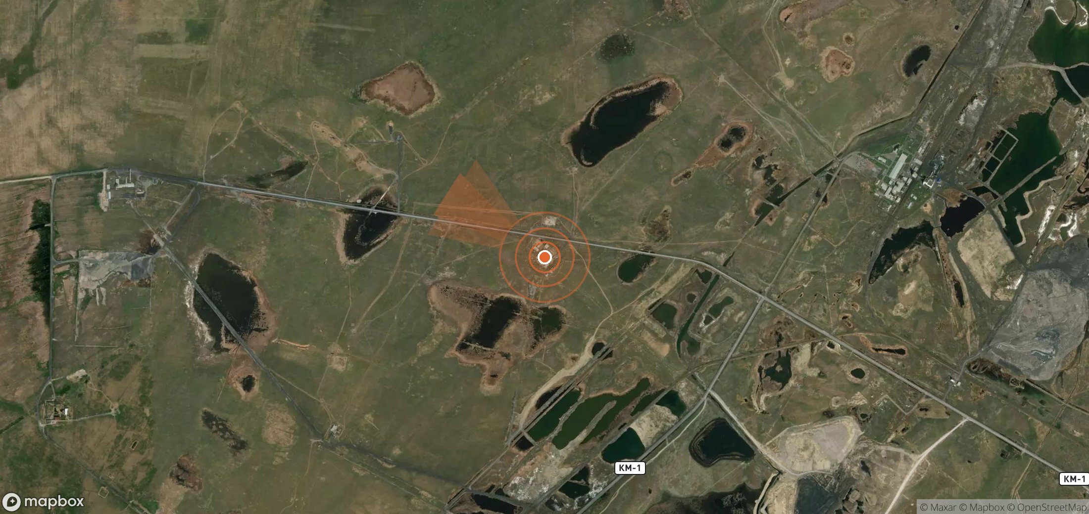 Satellite map of methane plume locations in Kazakhstan