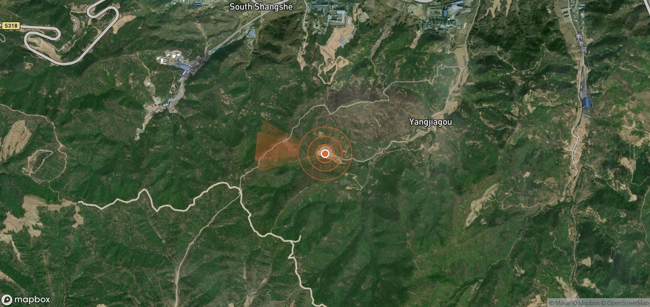 Satellite map of methane plume locations in China