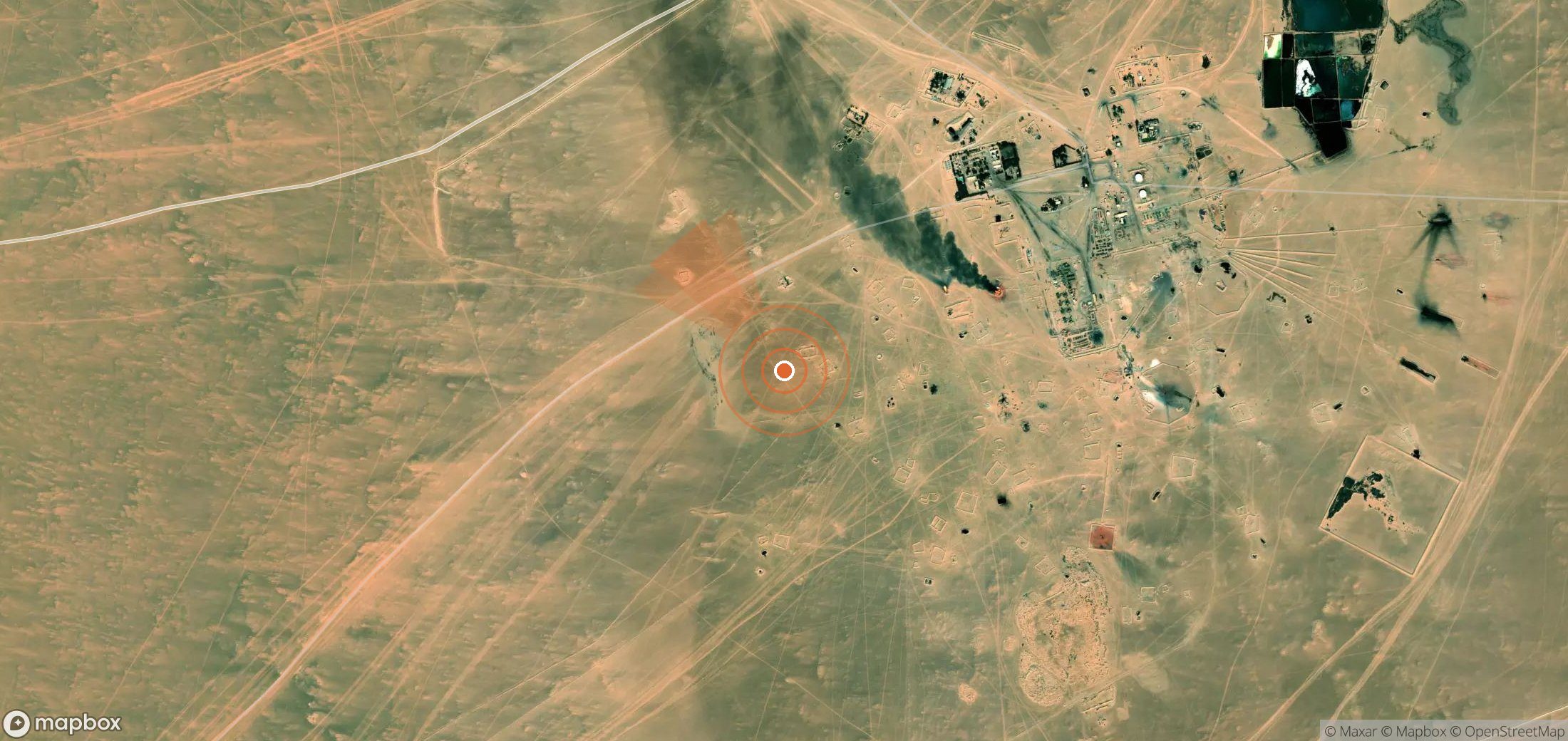 Satellite map of methane plume locations in Libya