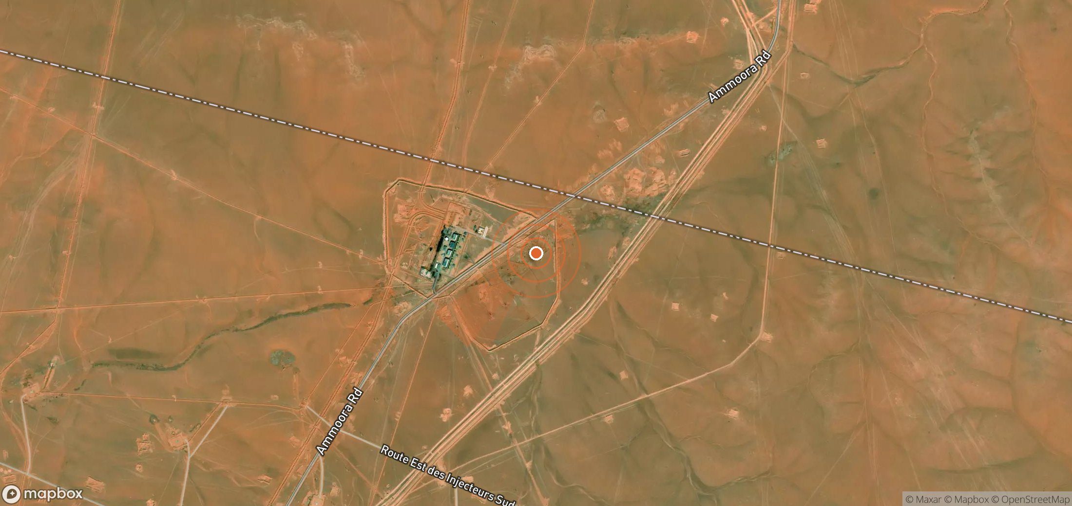 Satellite map of methane plume locations in Algeria