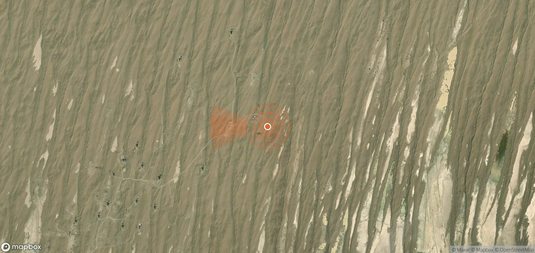 Satellite map of methane plume locations in Turkmenistan