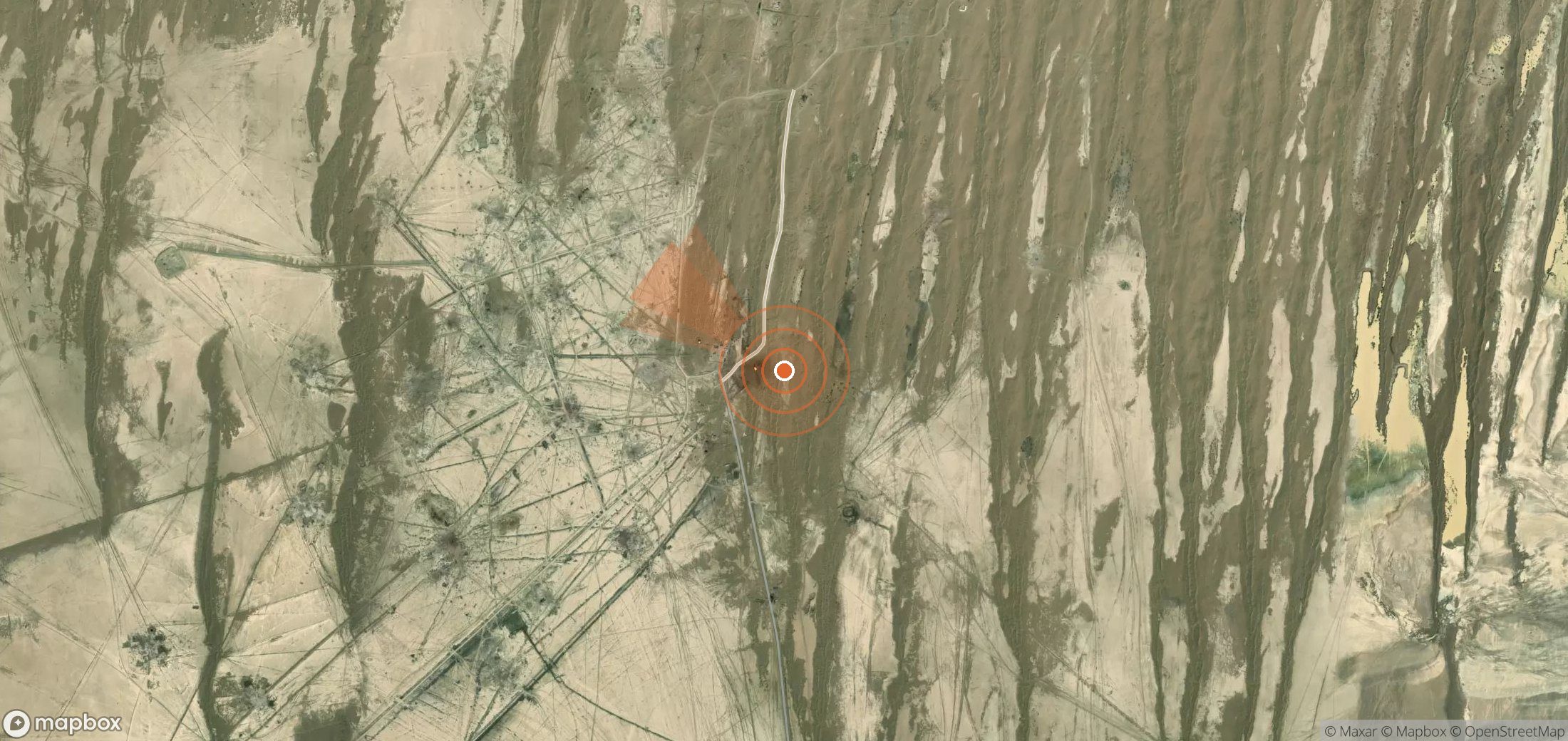 Satellite map of methane plume locations in Turkmenistan