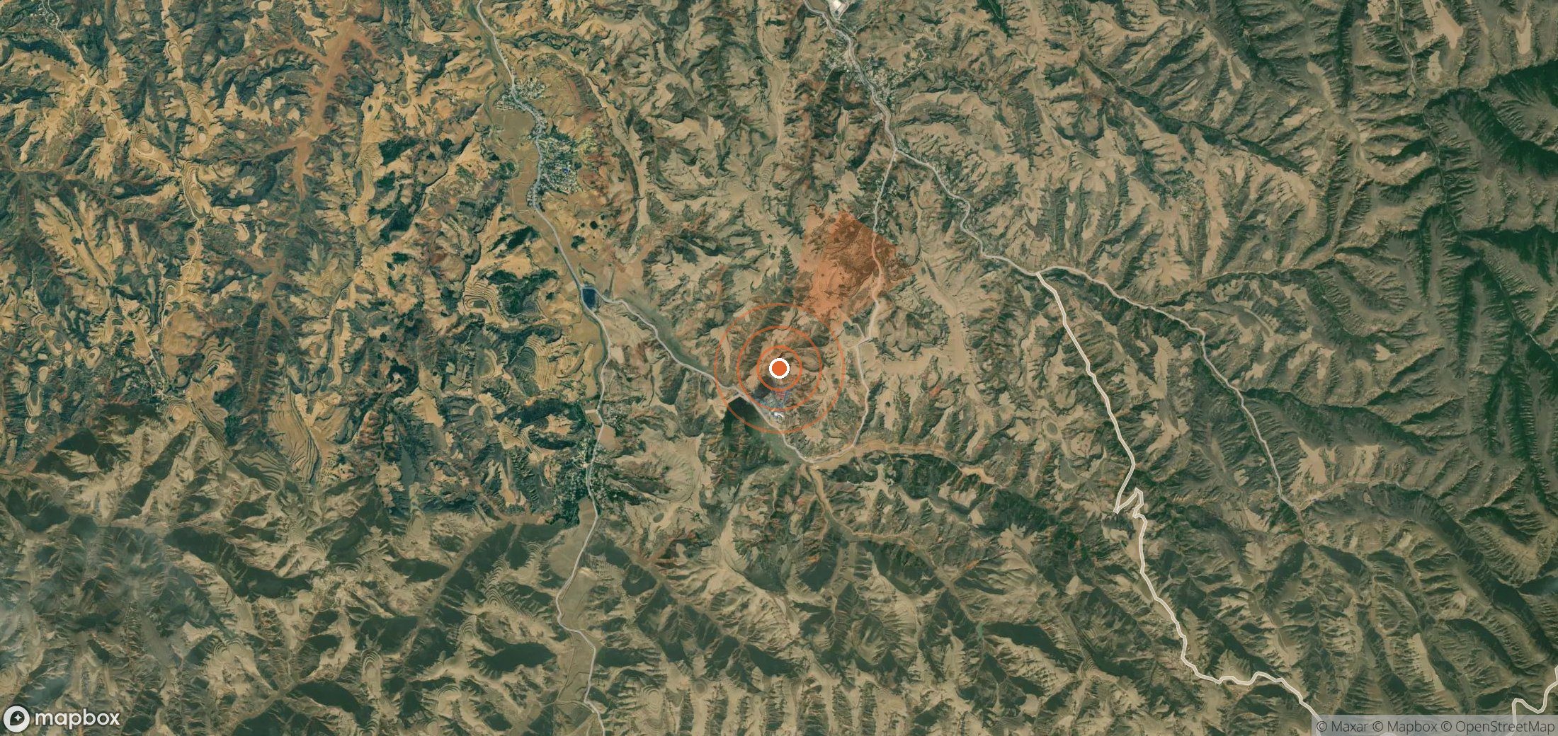 Satellite map of methane plume locations in China