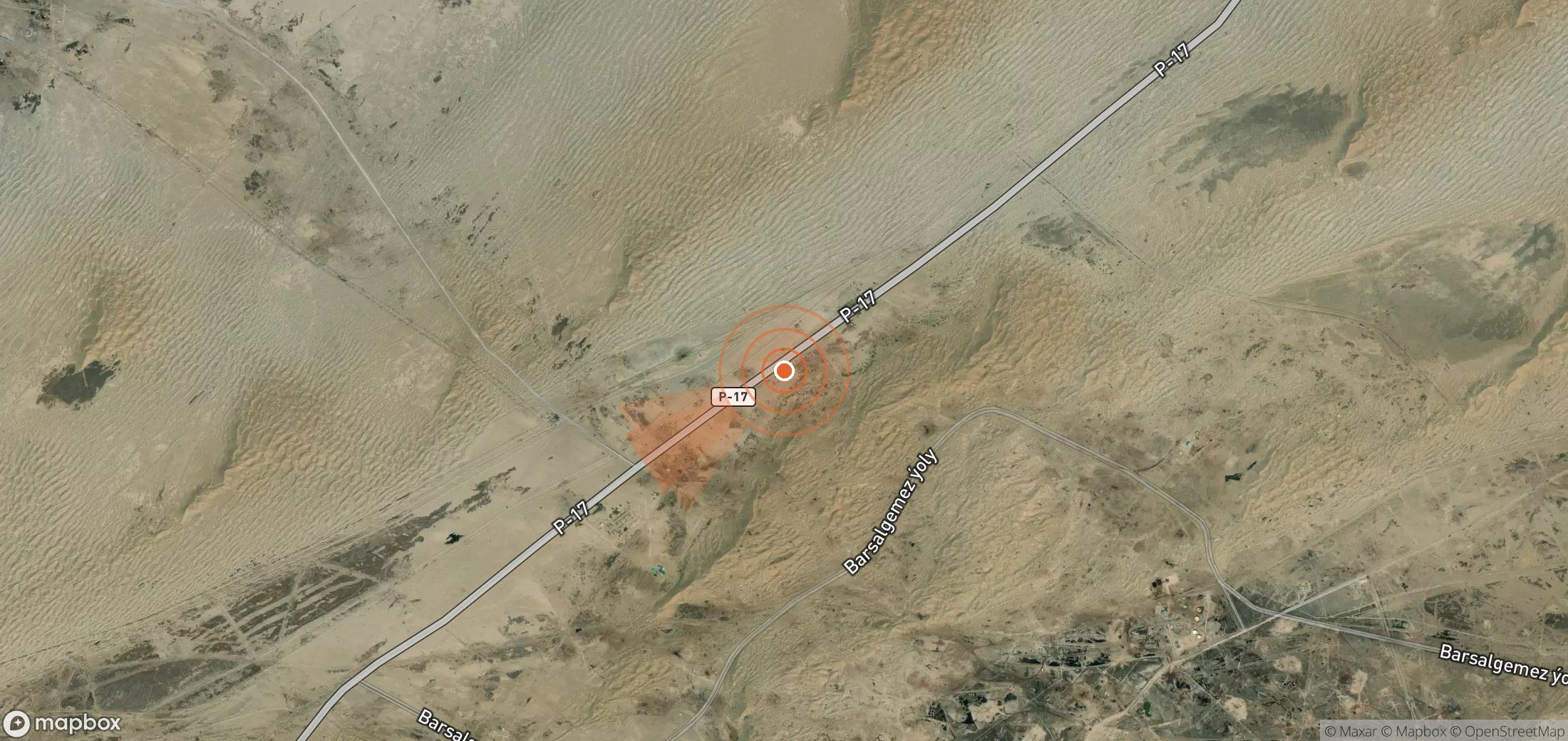 Mapa satelital de plumas de metano en Turkmenistán