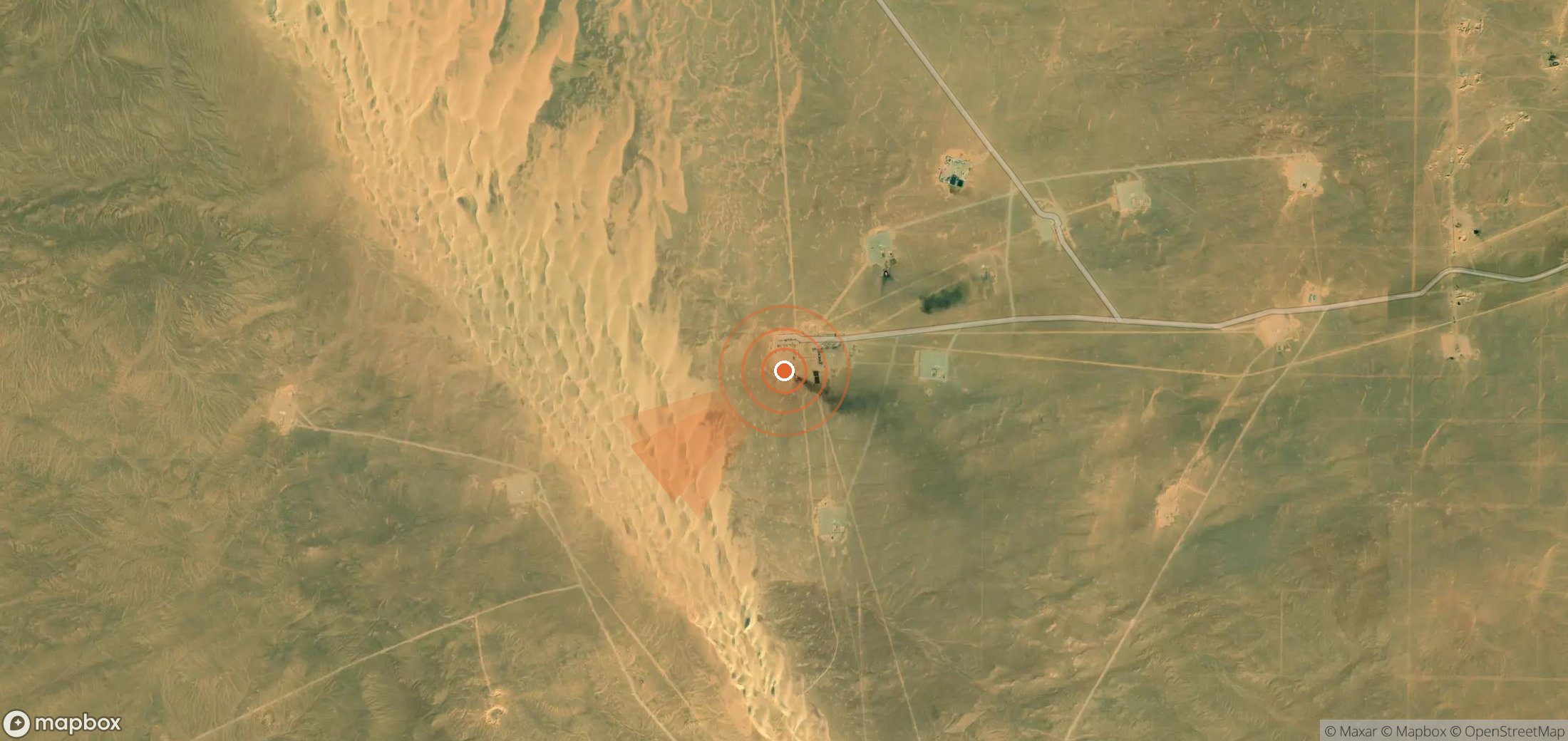 Mapa satelital de plumas de metano en Egipto
