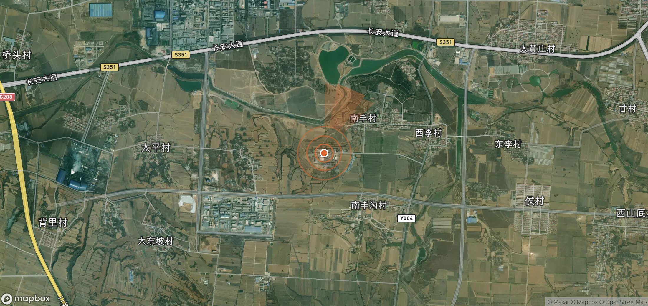 Satellite map of methane plume locations in China