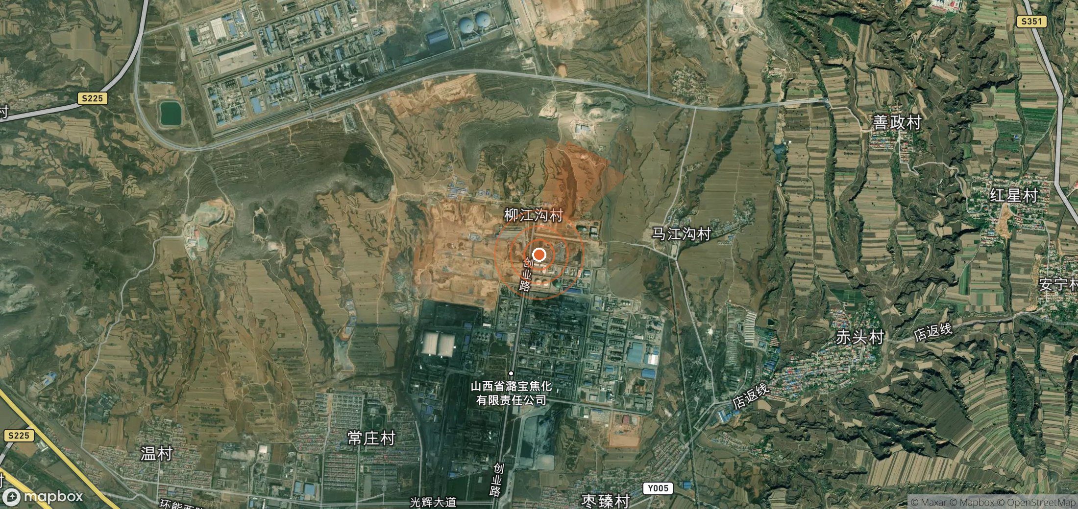 Satellite map of methane plume locations in China