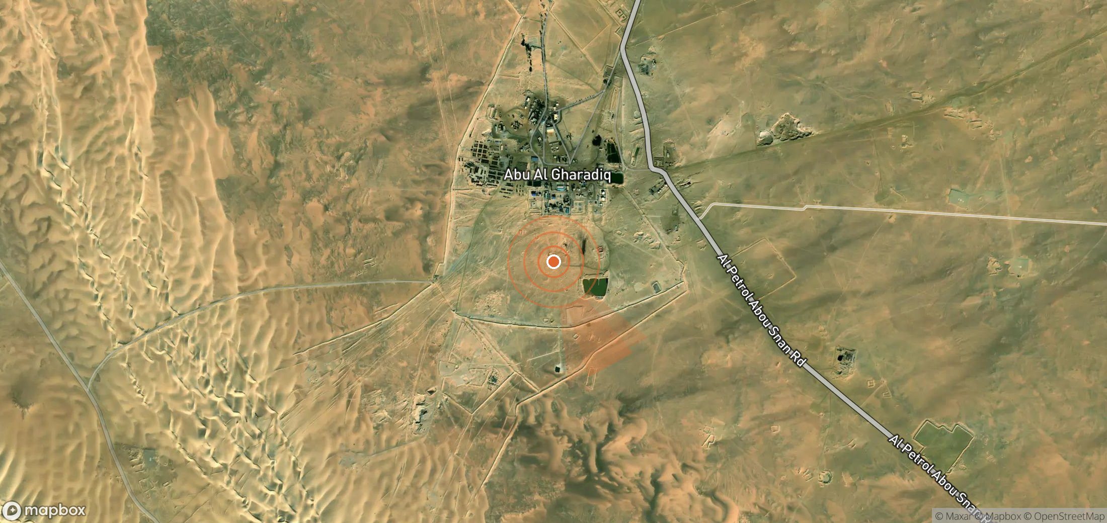Mapa satelital de plumas de metano en Egipto