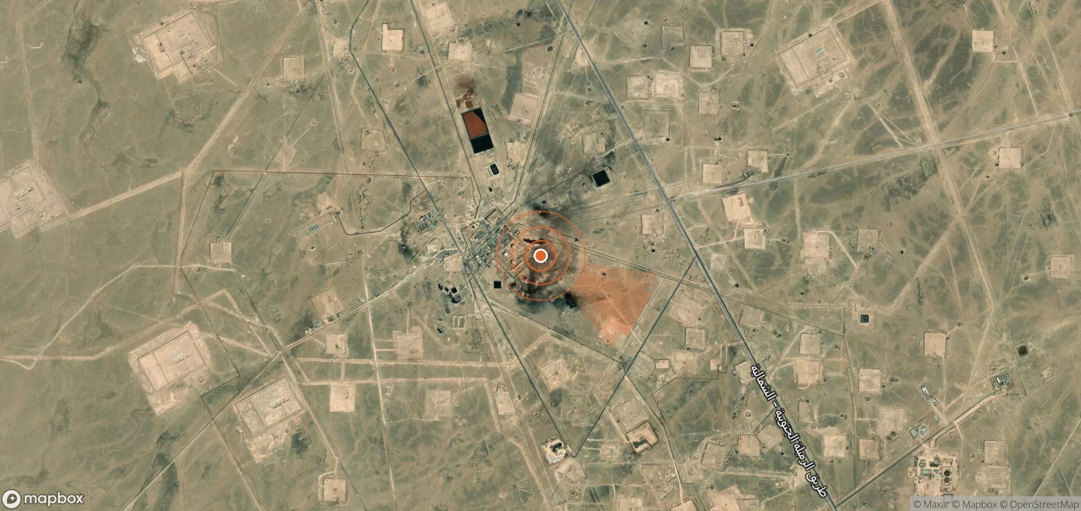 Satellite map of methane plume locations in Iraq