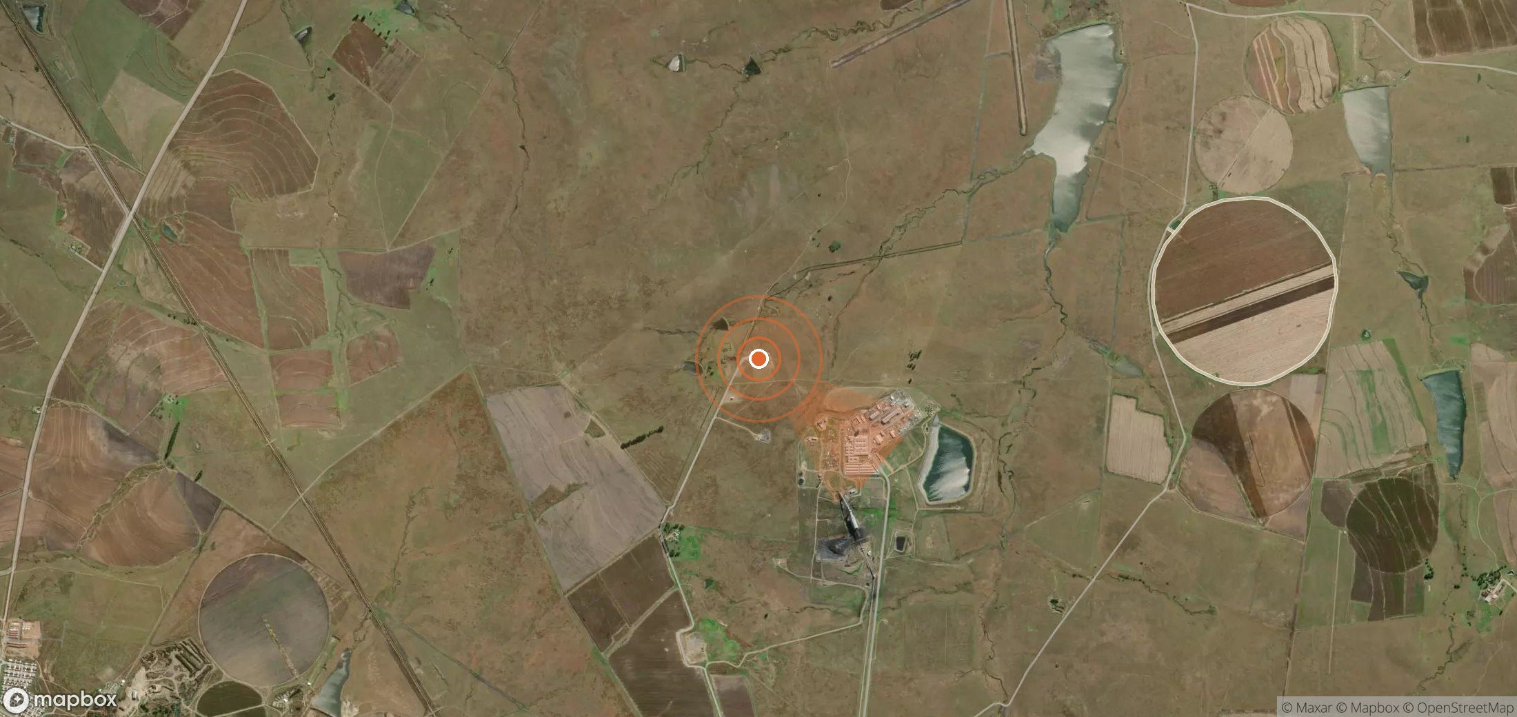 Satellite map of methane plume locations in South Africa