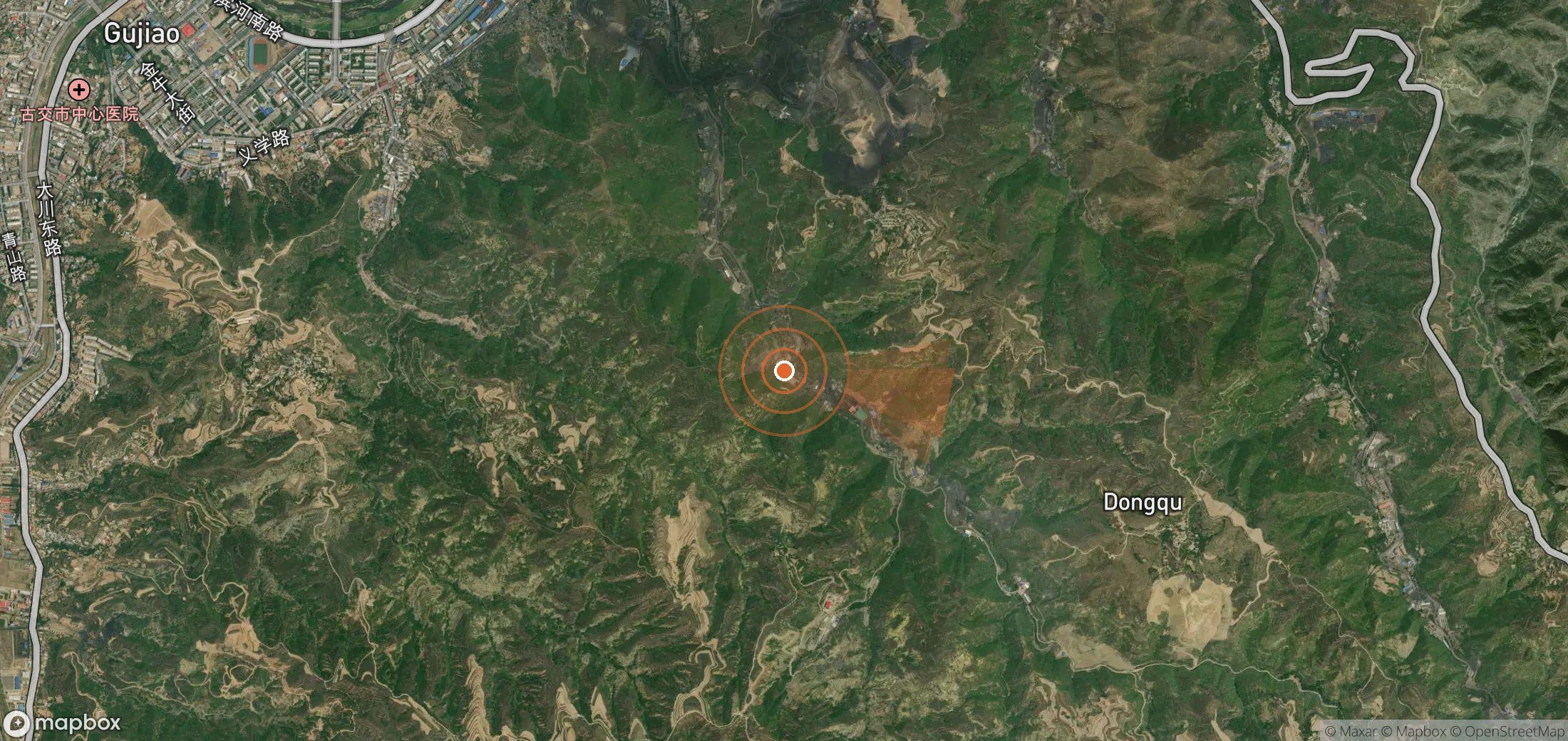Satellite map of methane plume locations in China