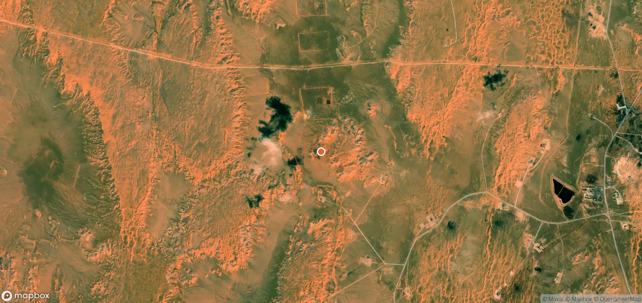 Satellite map of methane plume locations in Algeria