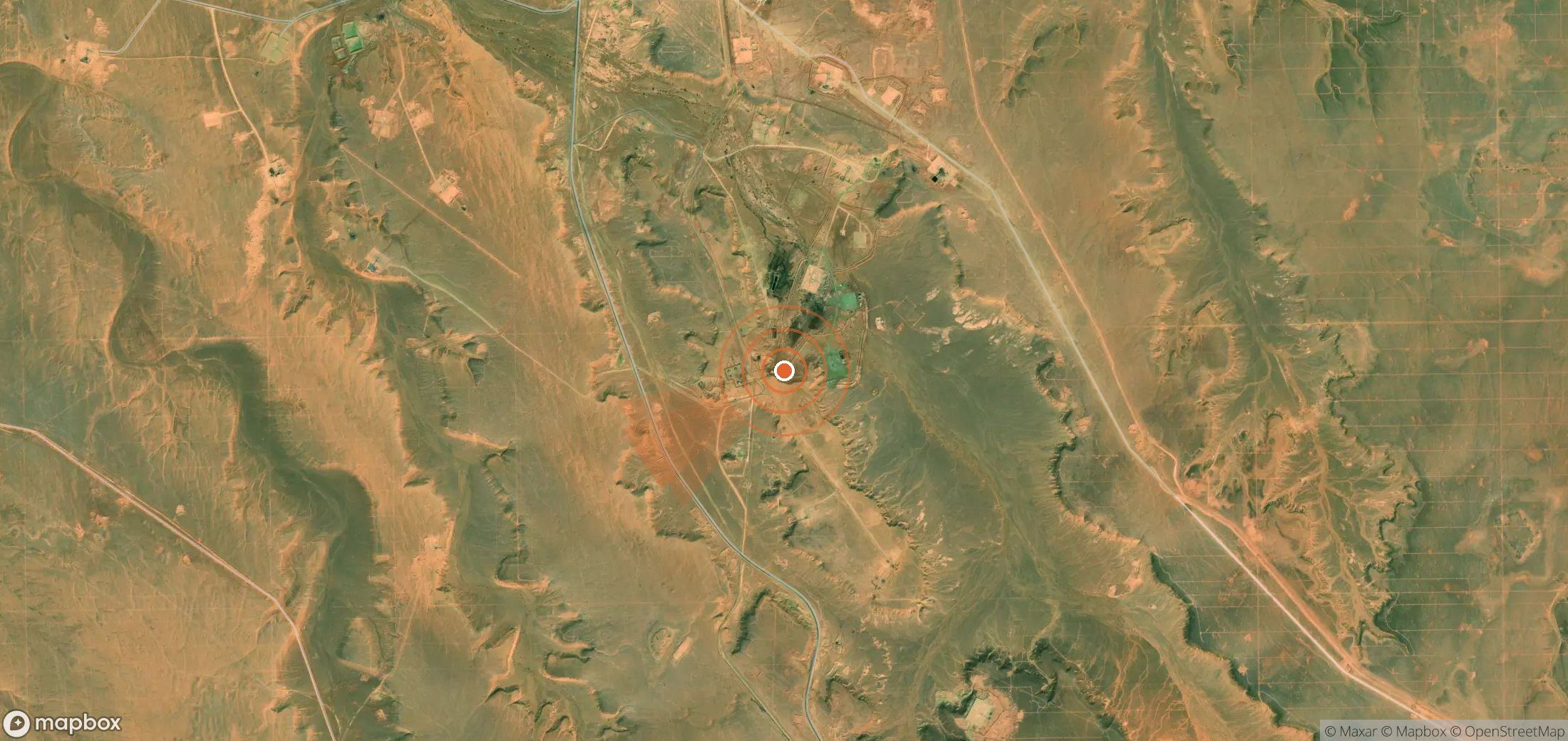 Satellite map of methane plume locations in Algeria
