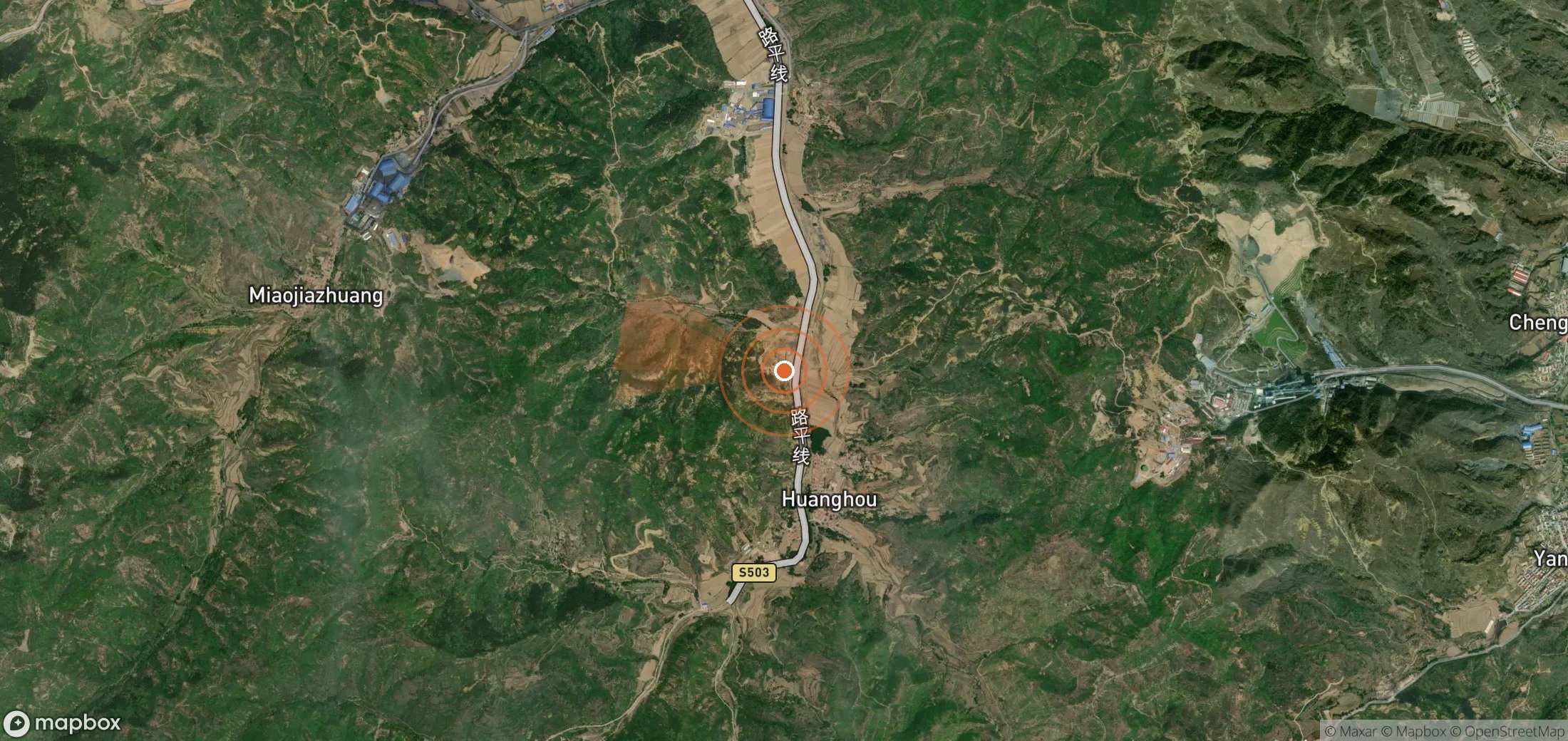 Satellite map of methane plume locations in China