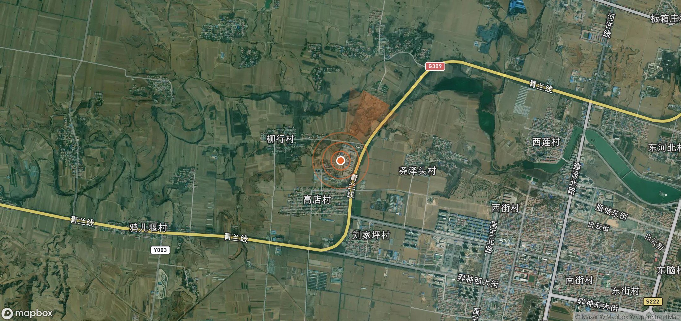 Satellite map of methane plume locations in China