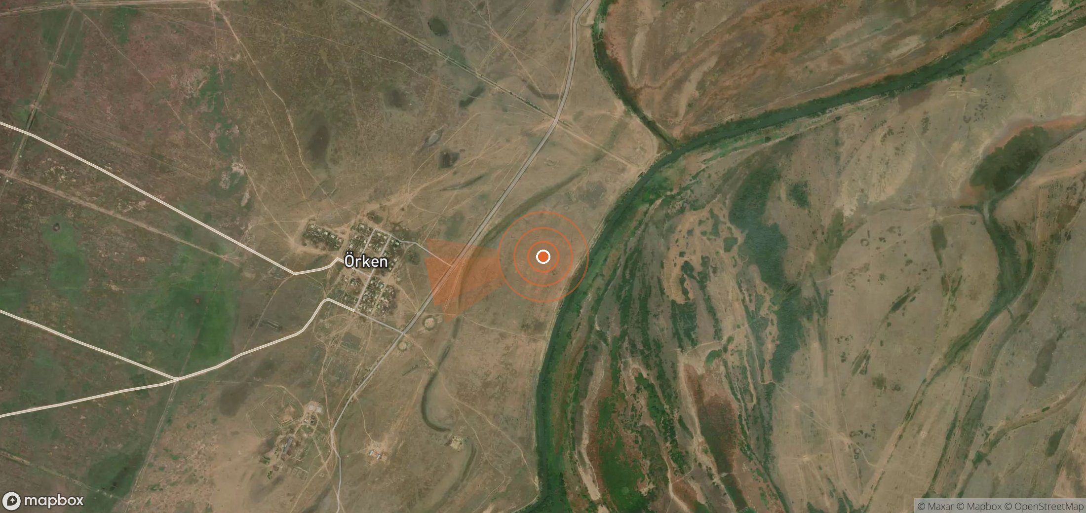 Mapa satelital de plumas de metano en Kazajistán