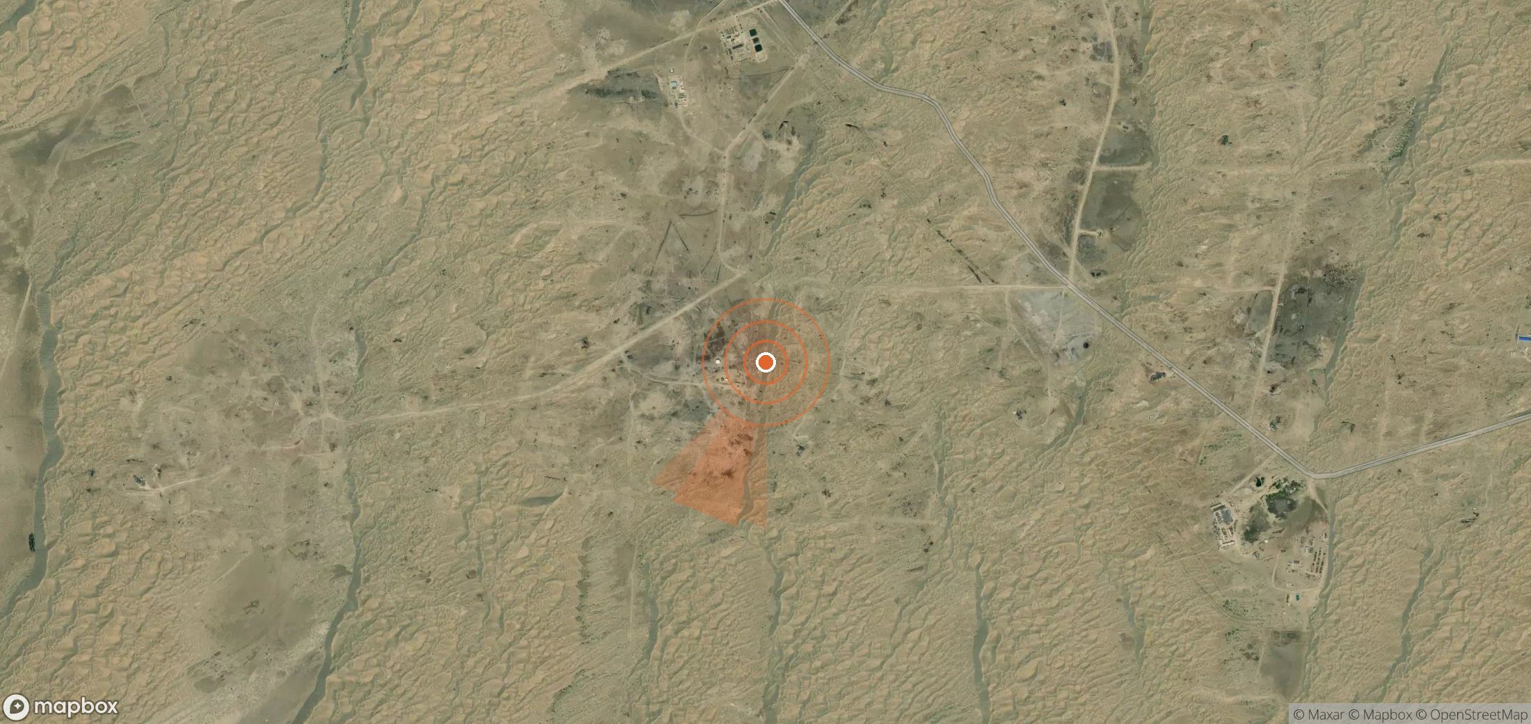 Mapa satelital de plumas de metano en Turkmenistán