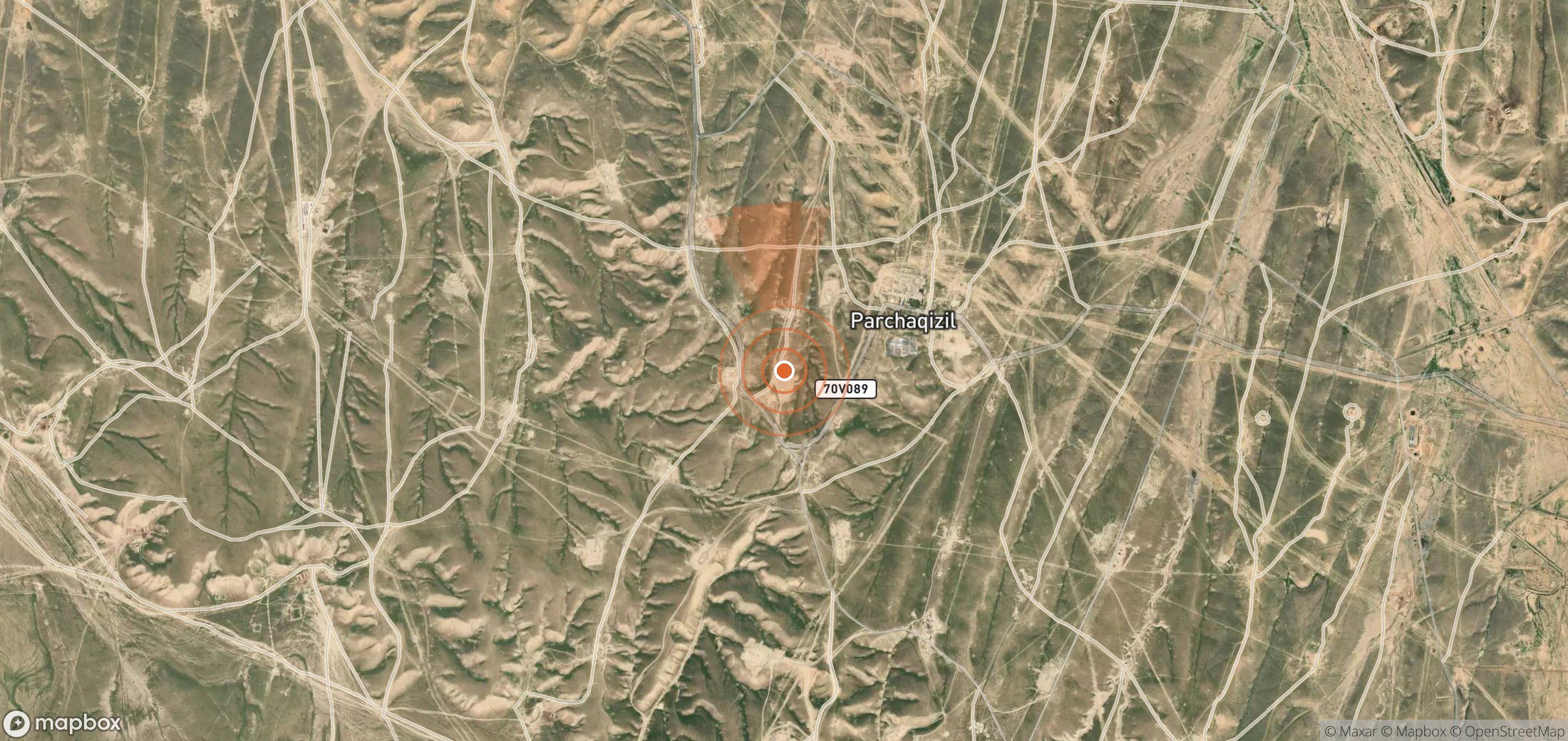 Satellite map of methane plume locations in Uzbekistan