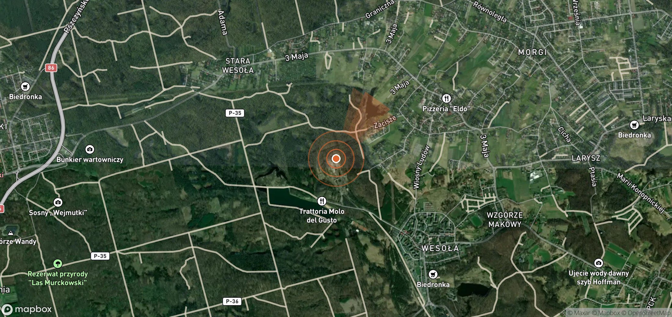 Mapa satelital de plumas de metano en Polonia