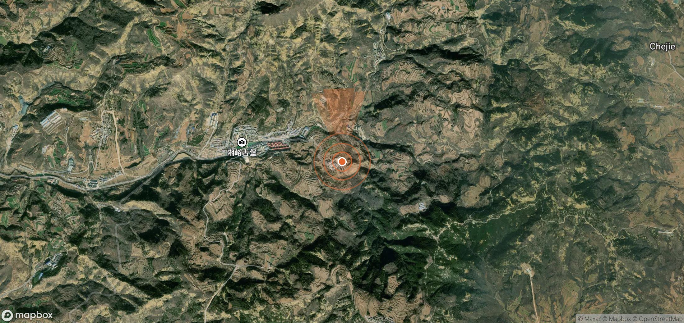 Satellite map of methane plume locations in China