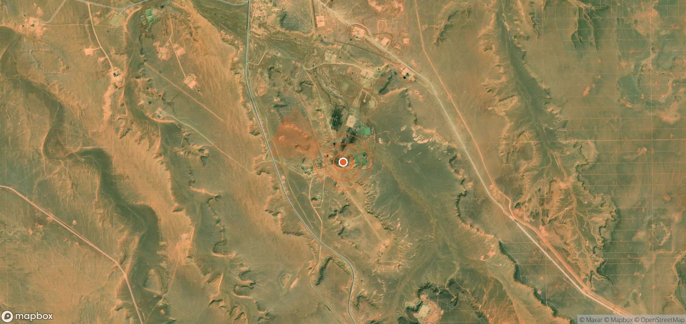 Satellite map of methane plume locations in Algeria
