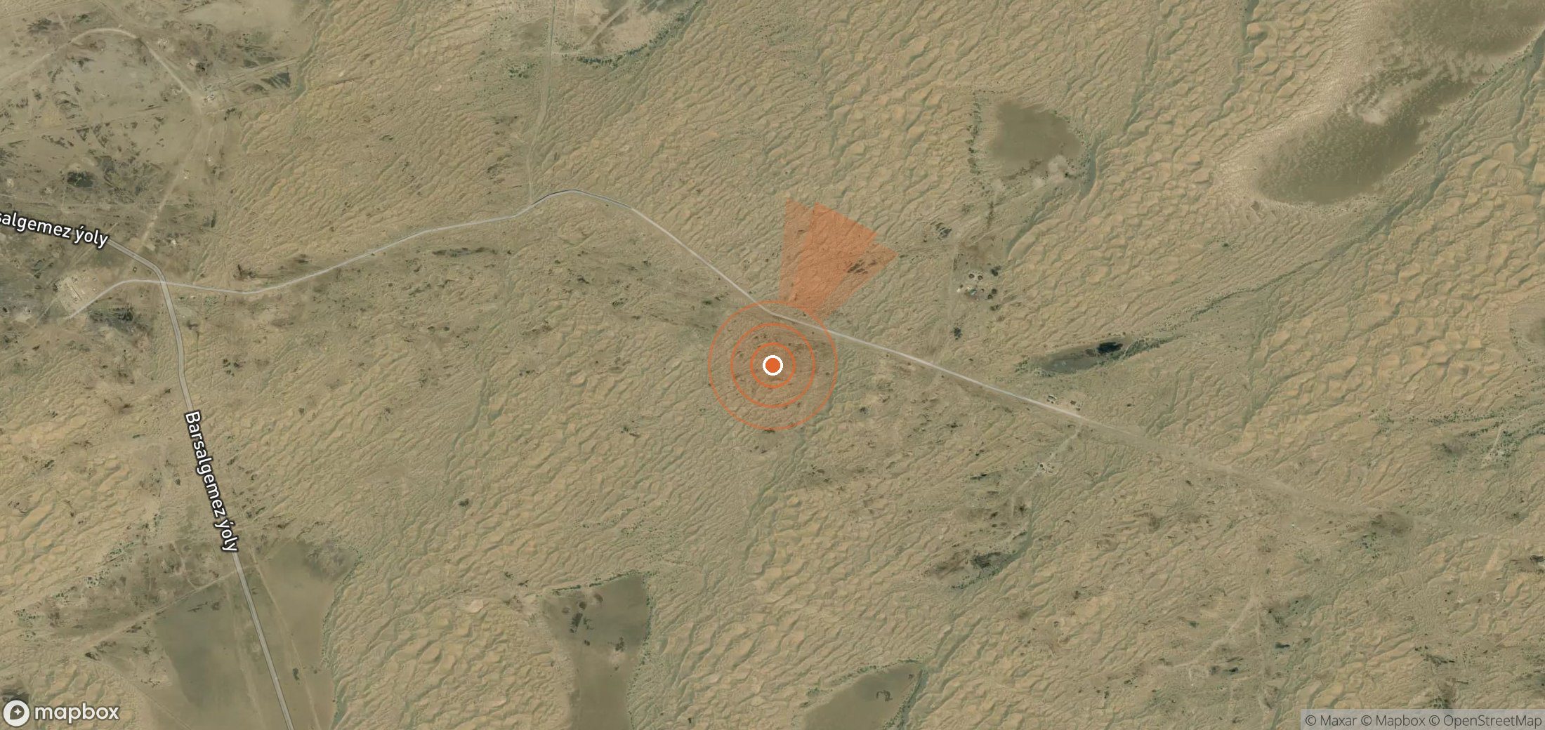 Satellite map of methane plume locations in Turkmenistan