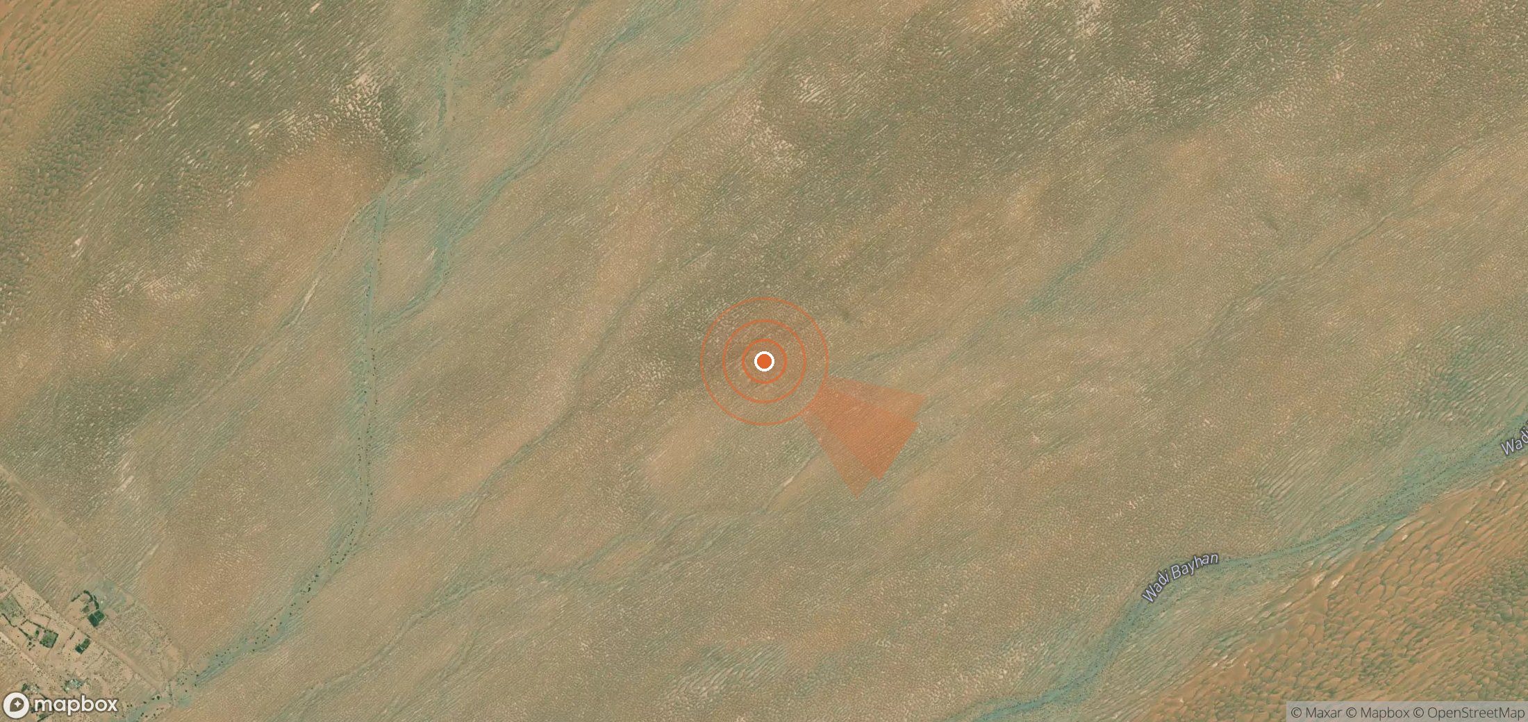 Mapa satelital de plumas de metano en Yemen
