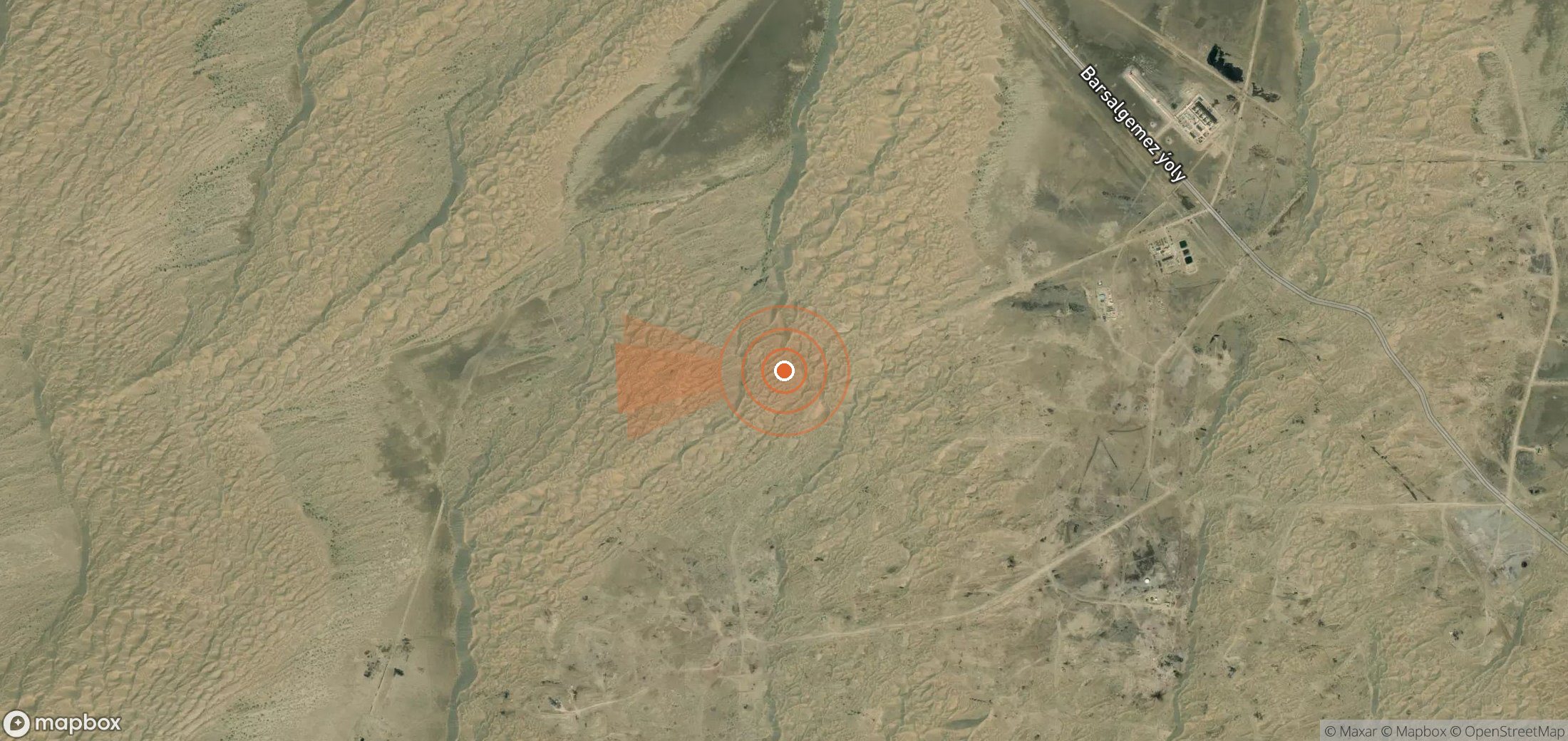 Mapa satelital de plumas de metano en Turkmenistán