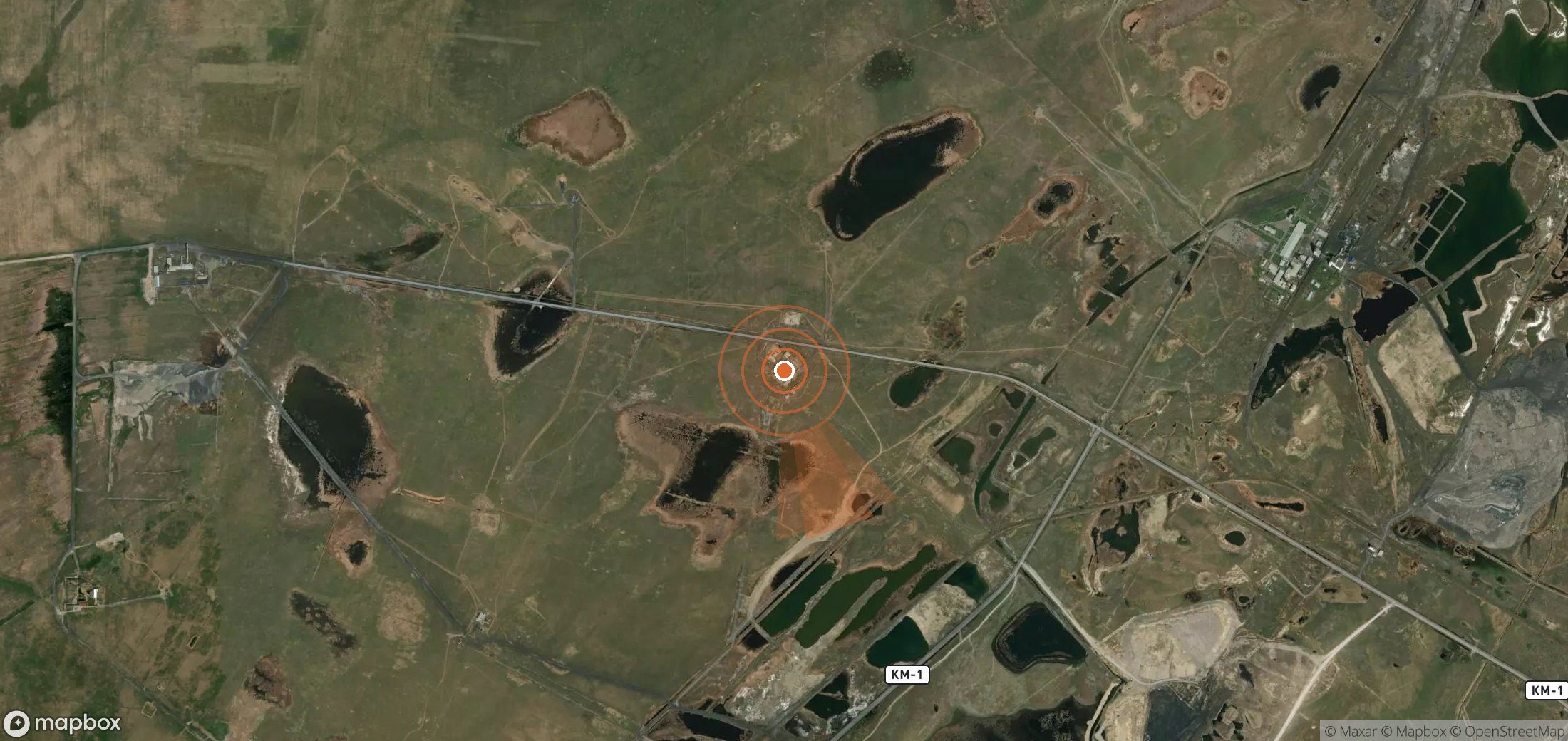 Mapa satelital de plumas de metano en Kazajistán