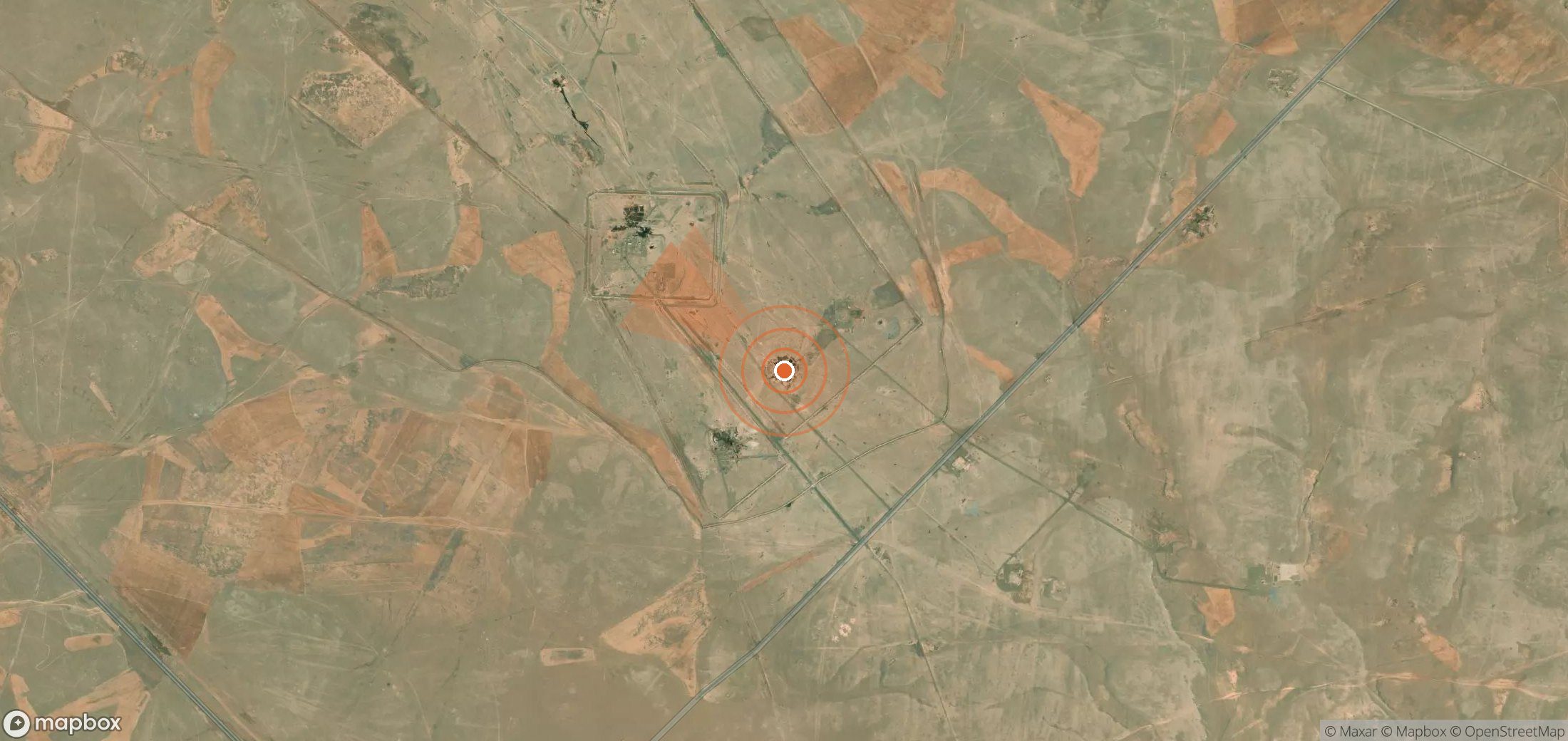 Mapa satelital de plumas de metano en Siria