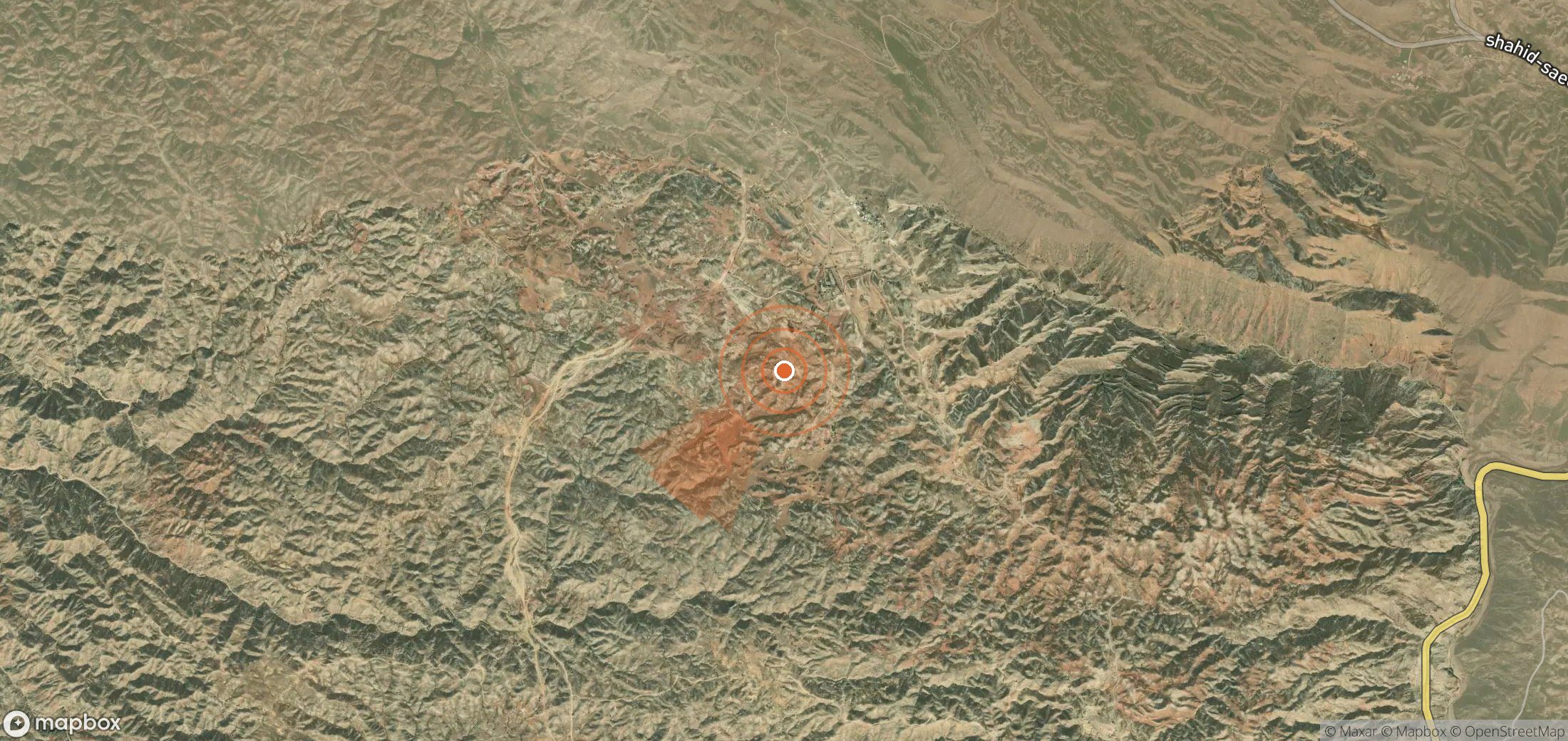 Satellite map of methane plume locations in Iran