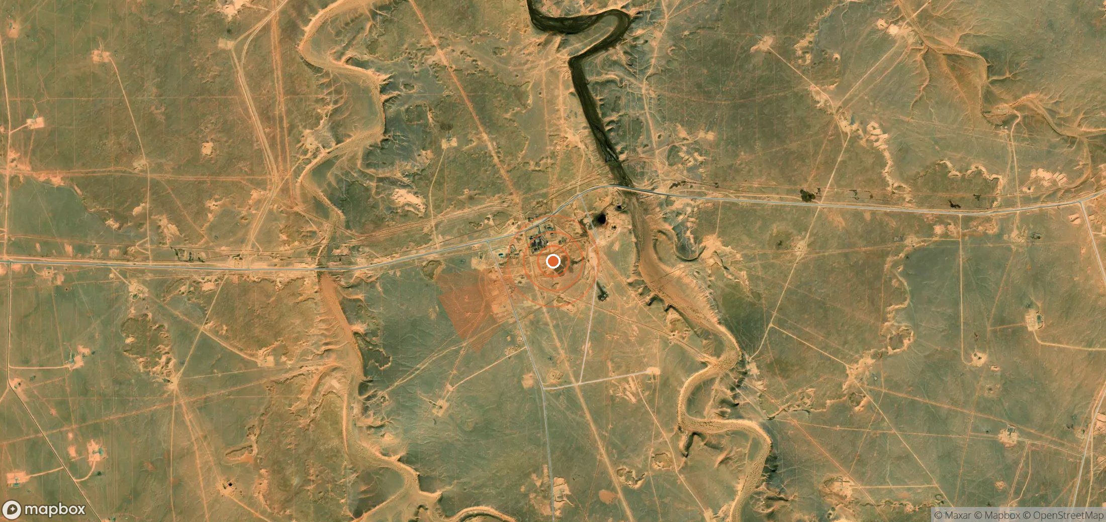 Satellite map of methane plume locations in Algeria