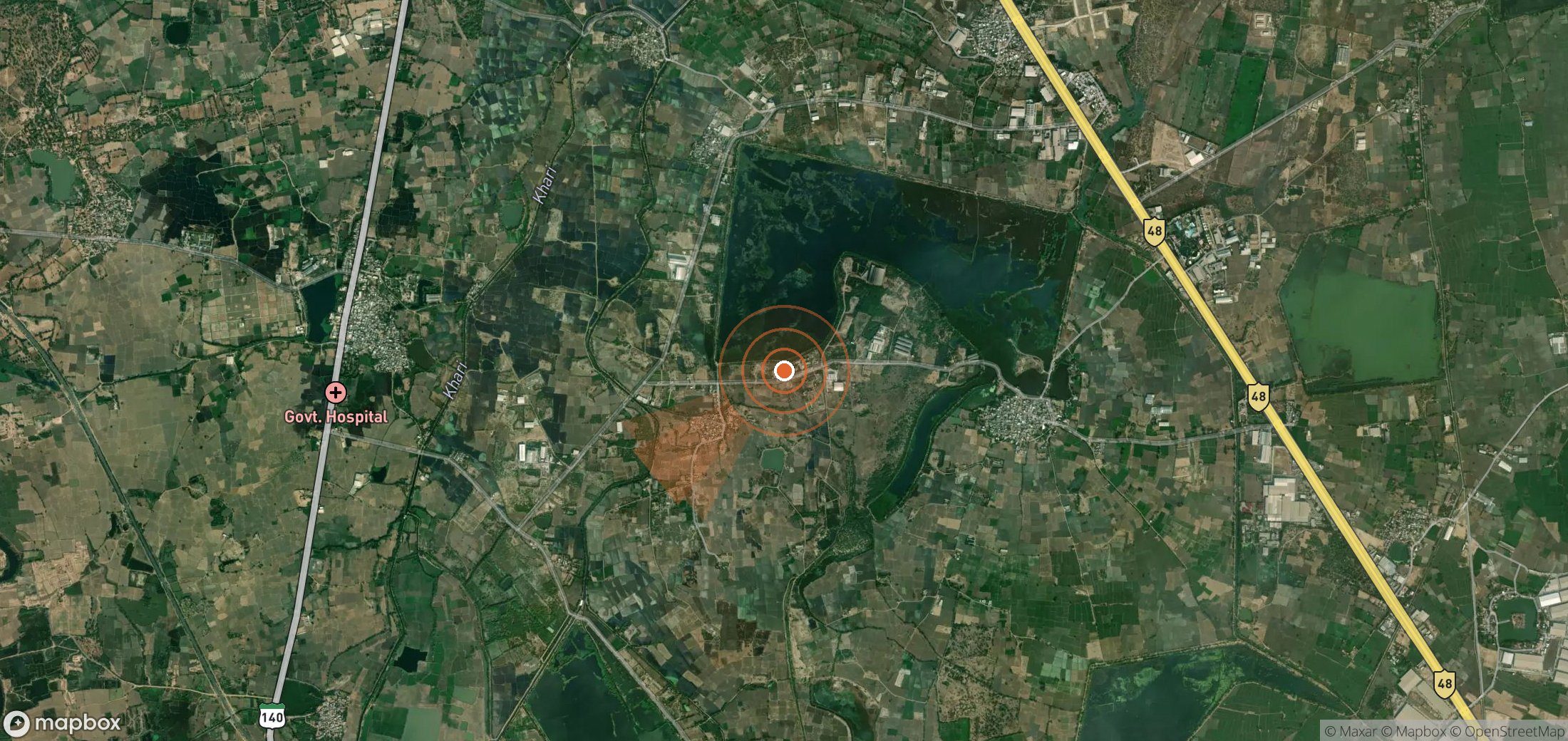 Satellite map of methane plume locations in India