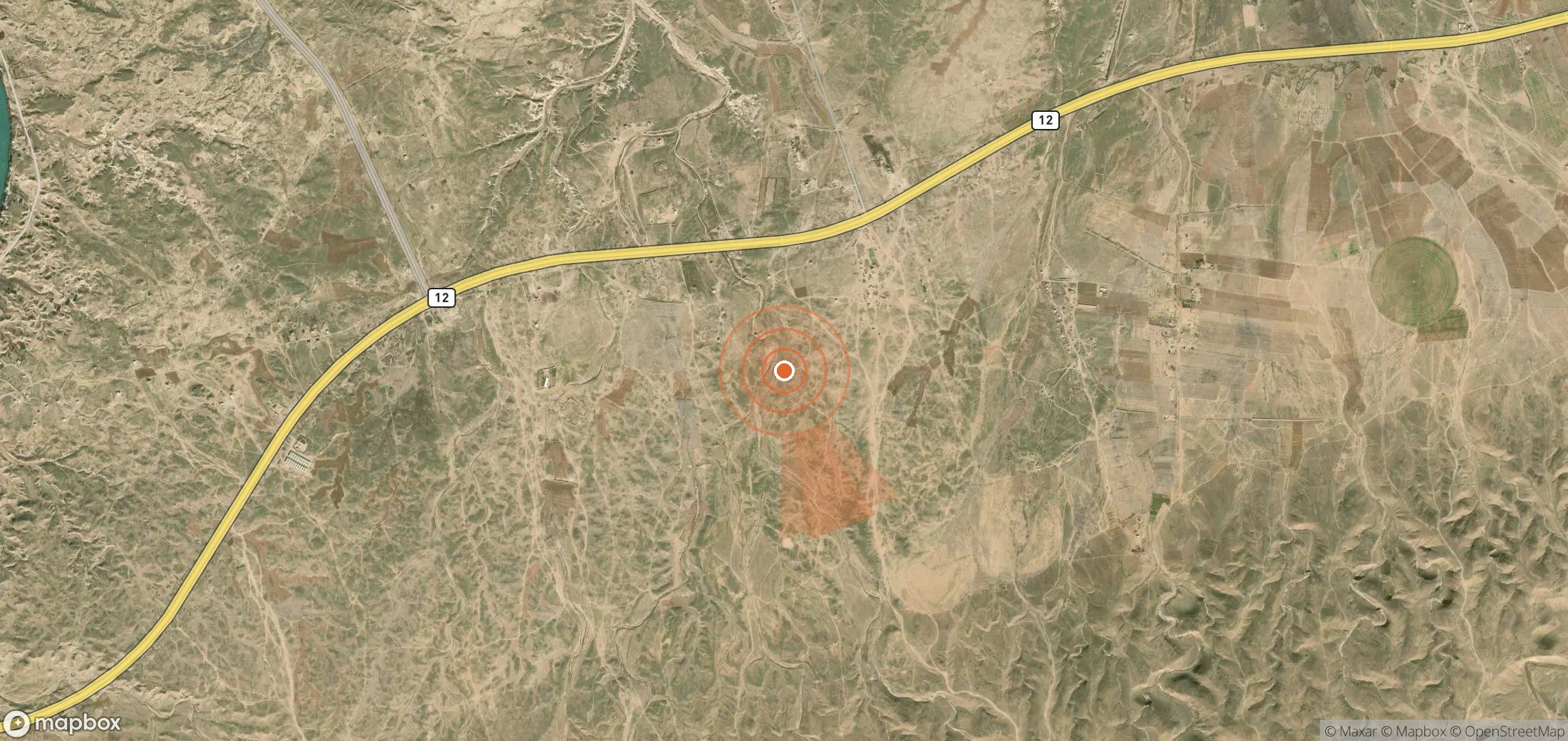 Satellite map of methane plume locations in Iraq