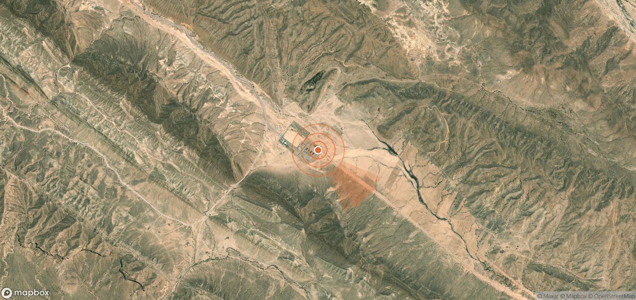 Mapa satelital de plumas de metano en Irán