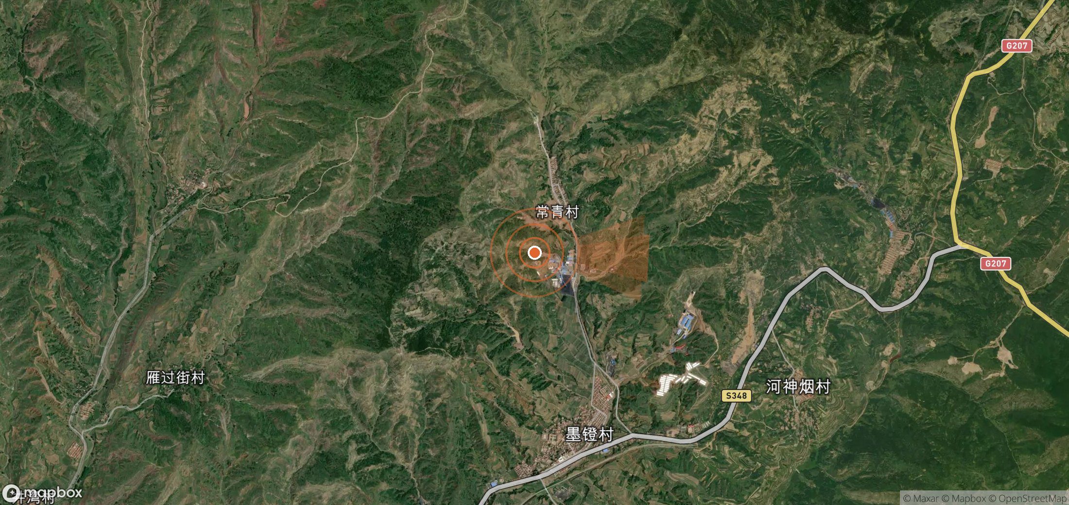 Mapa satelital de plumas de metano en China