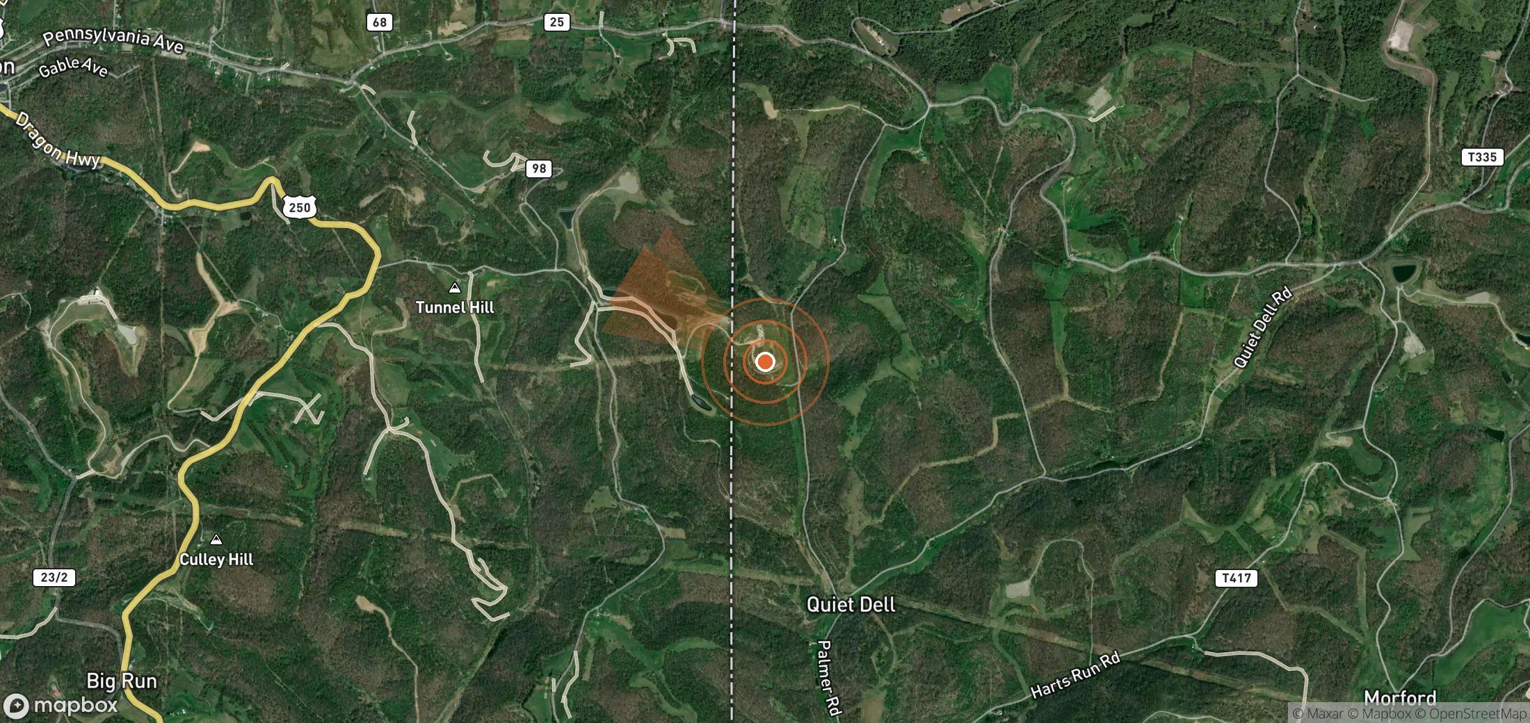 Satellite map of methane plume locations in United States