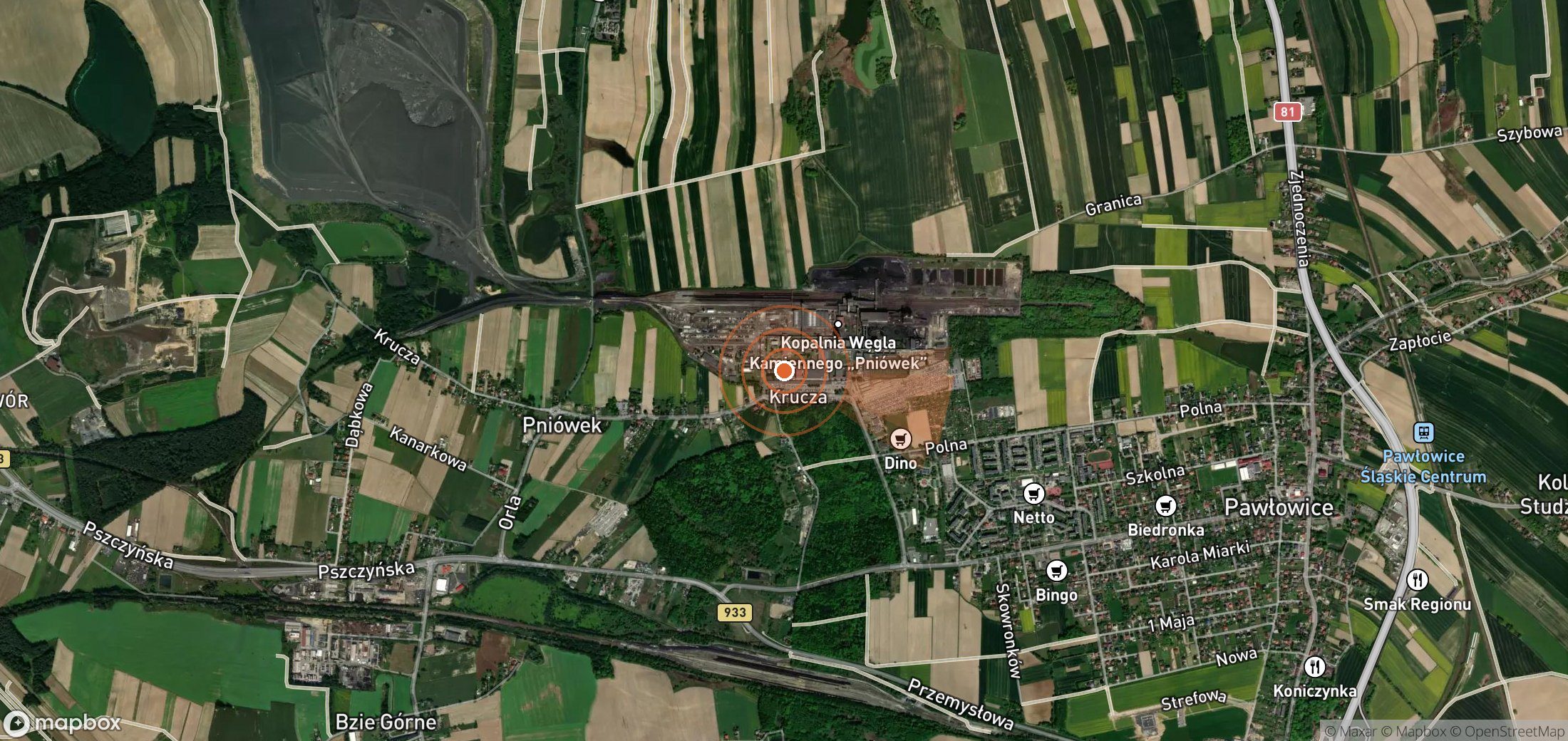 Mapa satelital de plumas de metano en Polonia