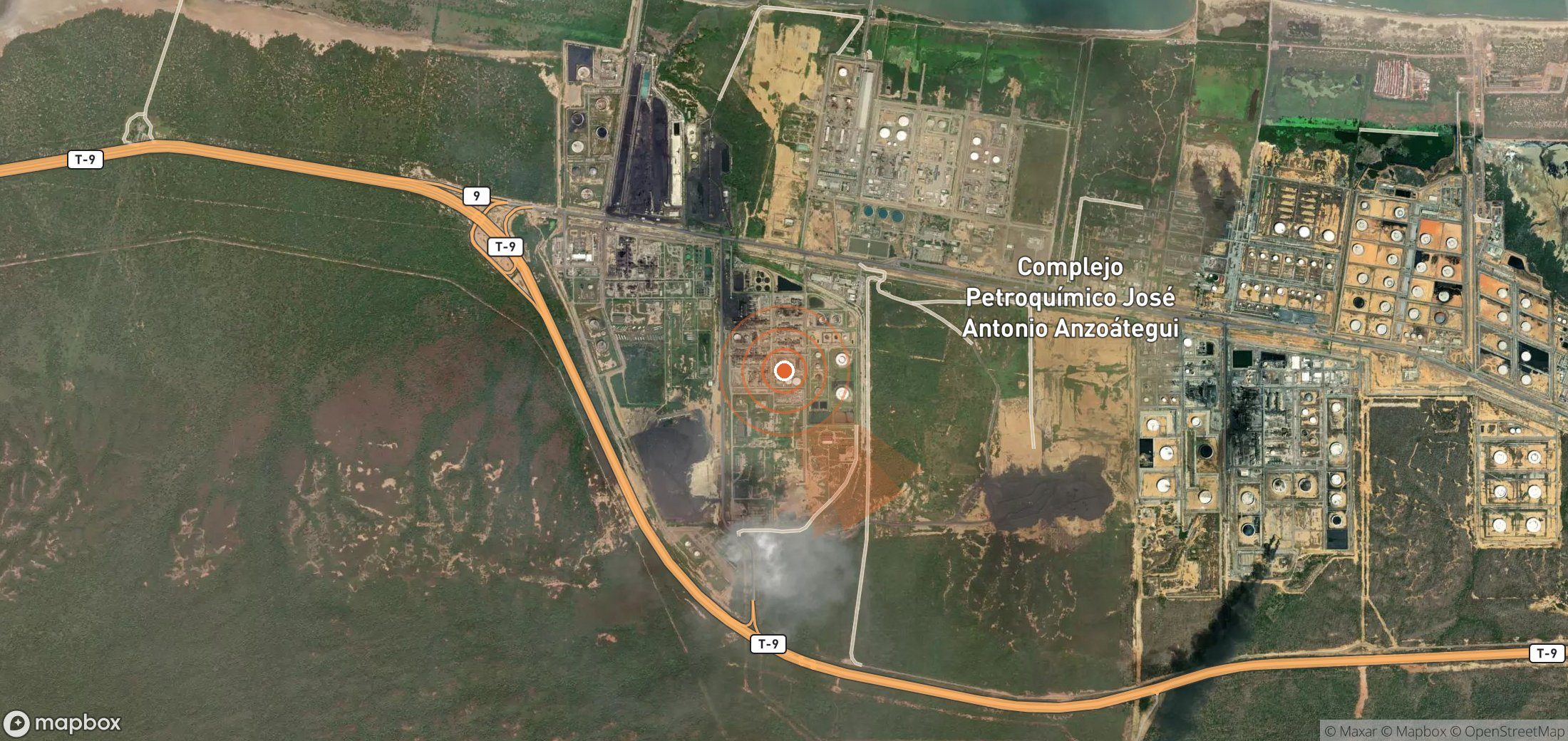 Satellite map of methane plume locations in Venezuela