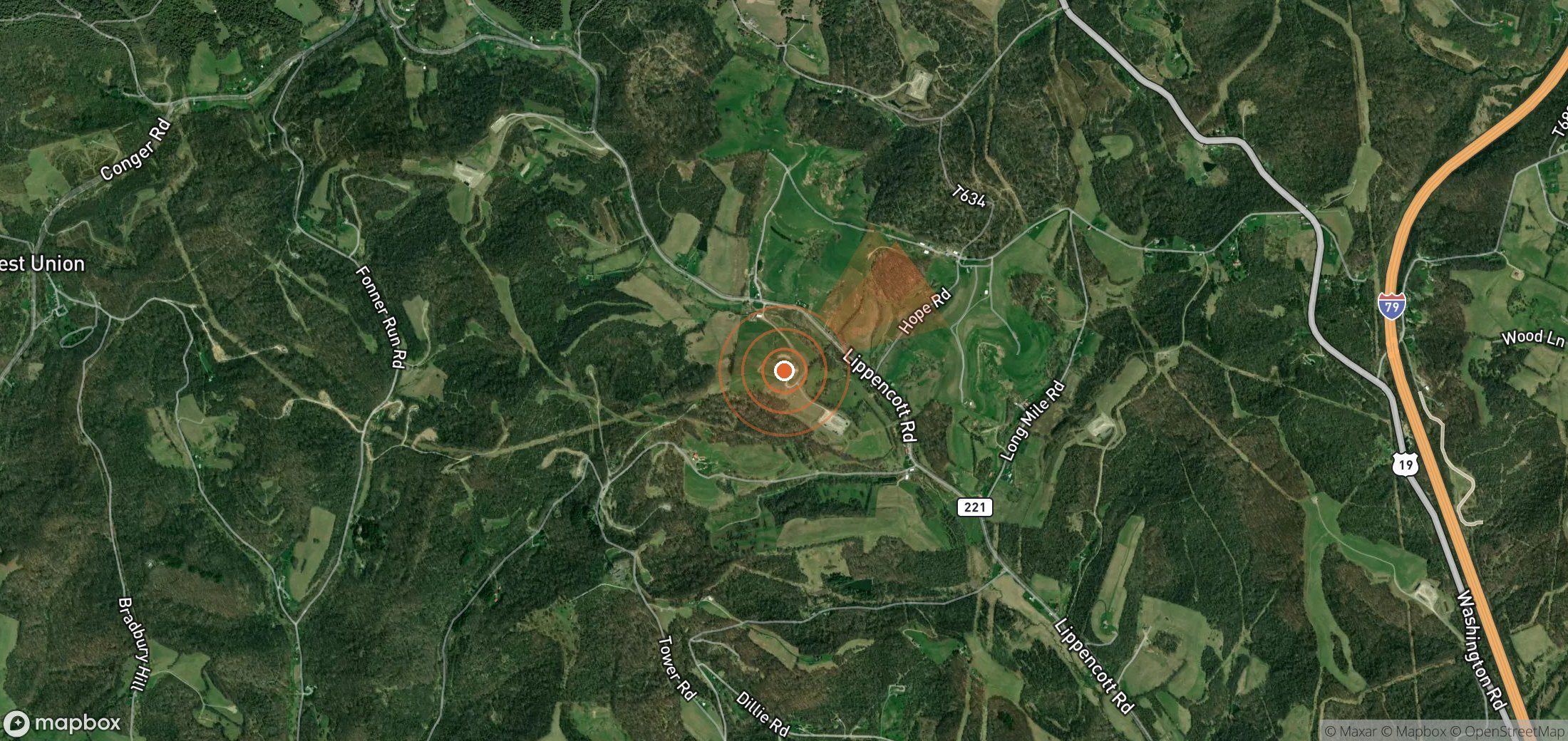 Satellite map of methane plume locations in United States
