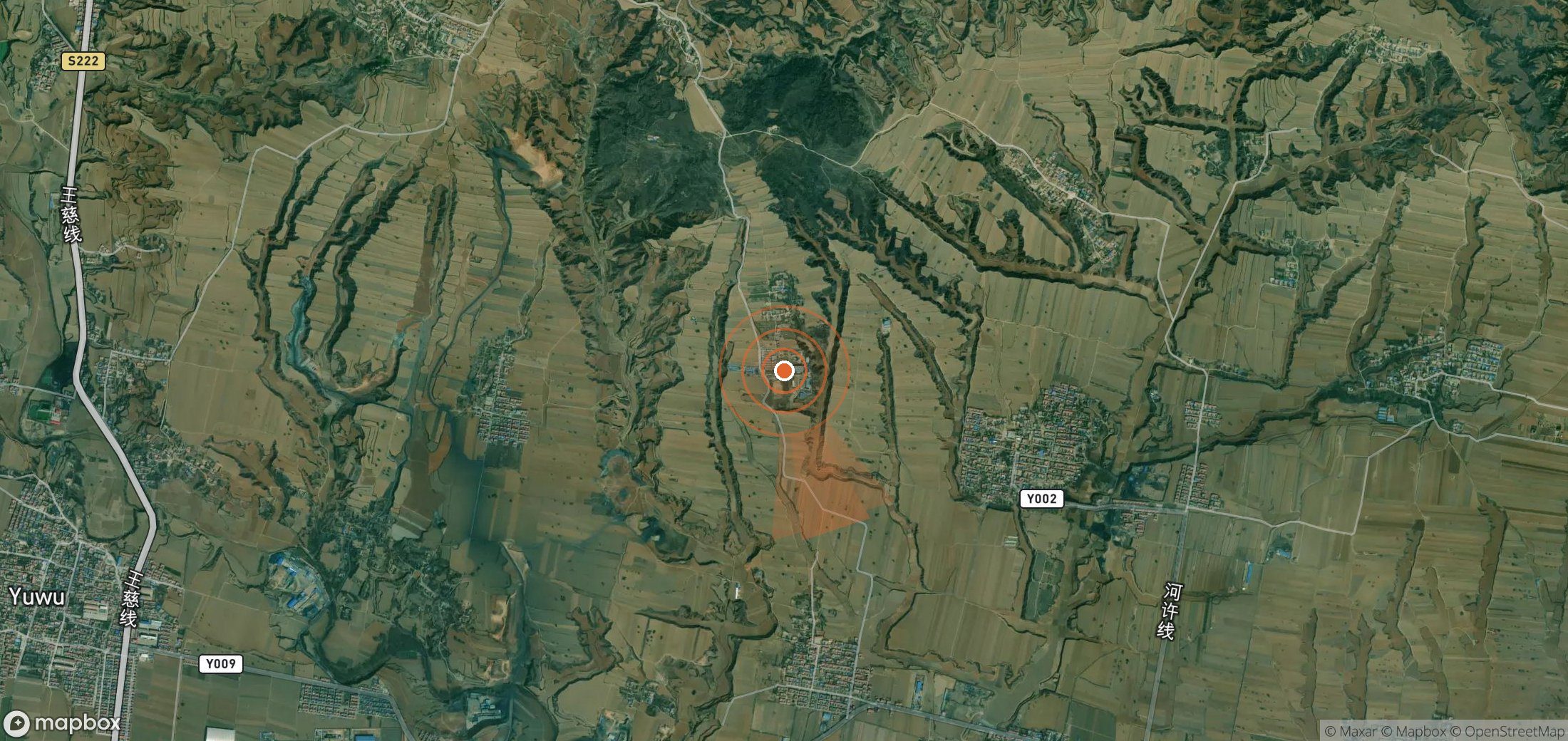 Mapa satelital de plumas de metano en China