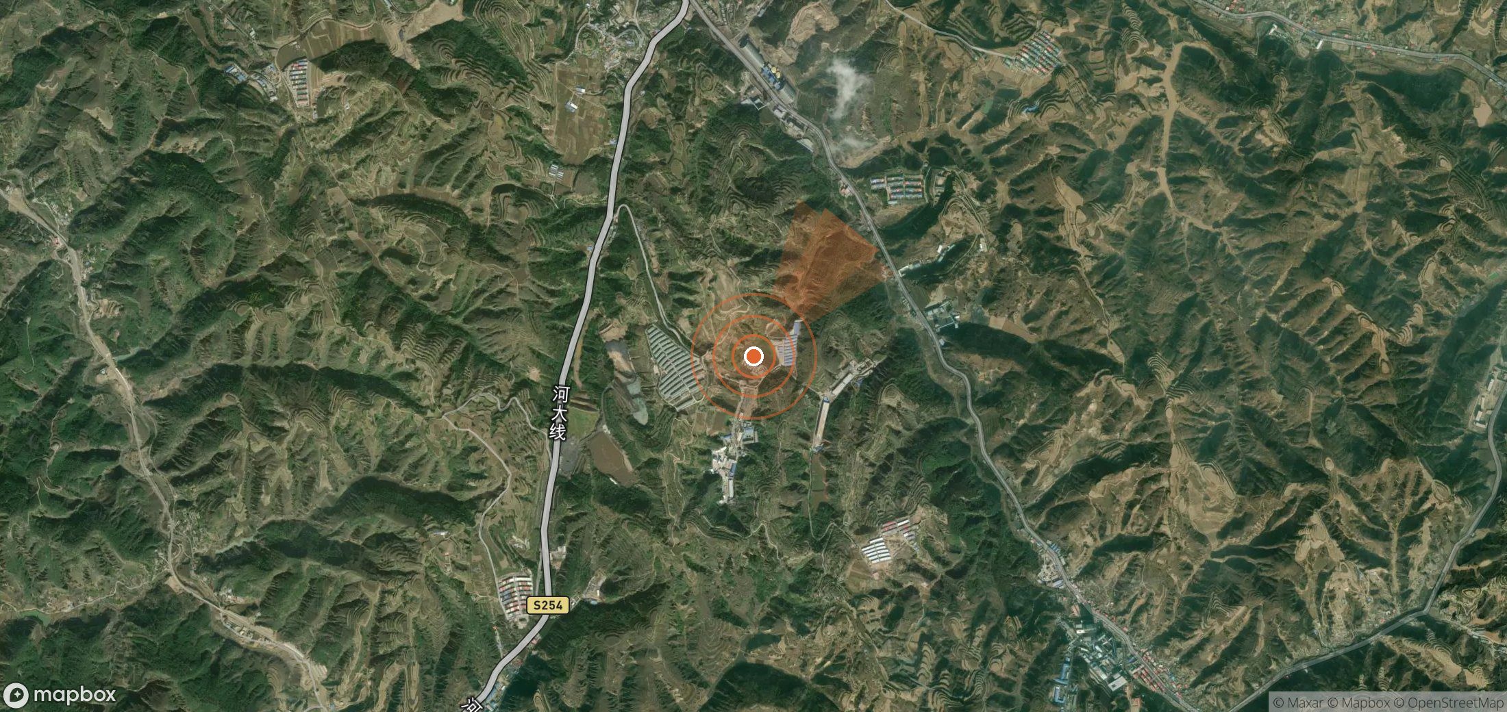 Mapa satelital de plumas de metano en China