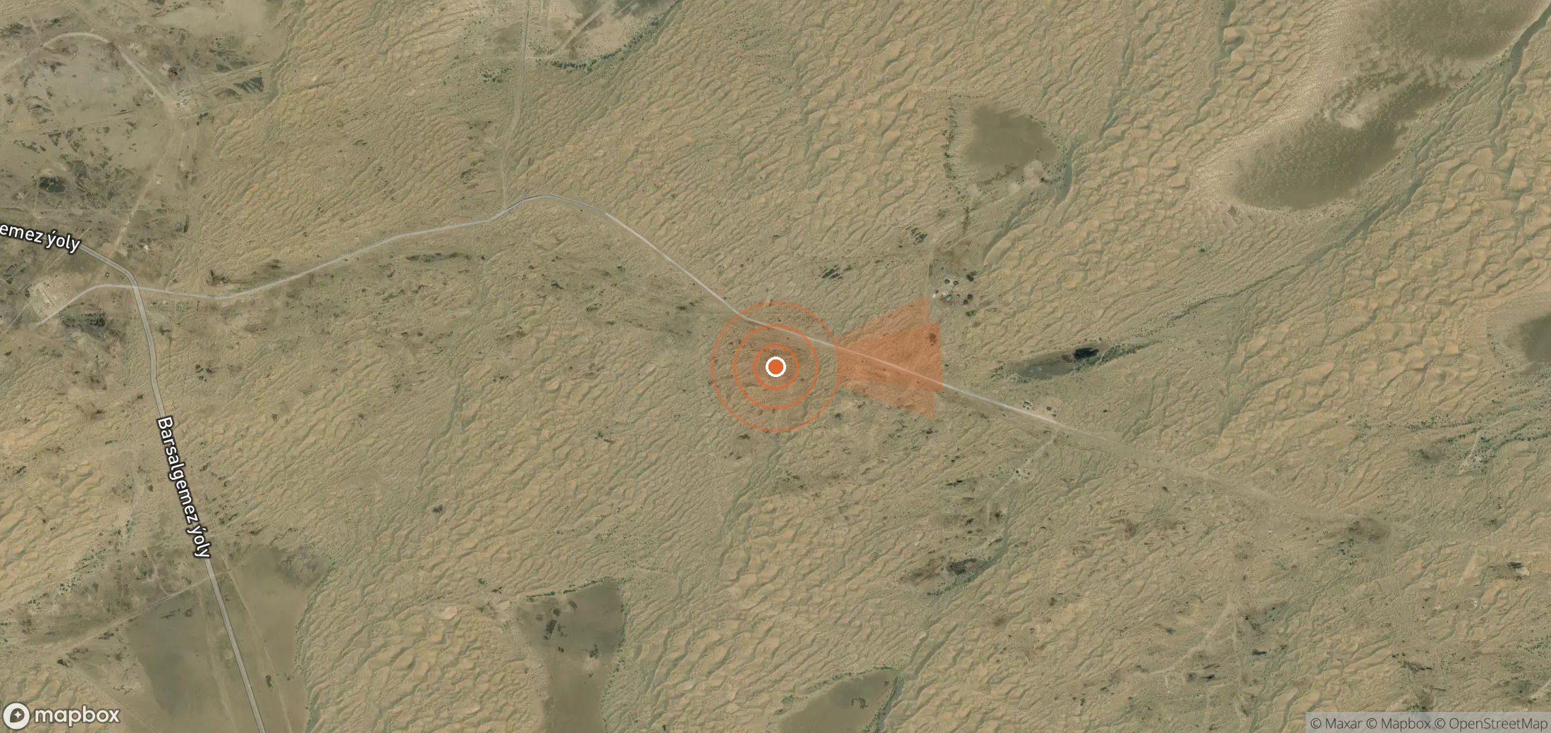 Satellite map of methane plume locations in Turkmenistan