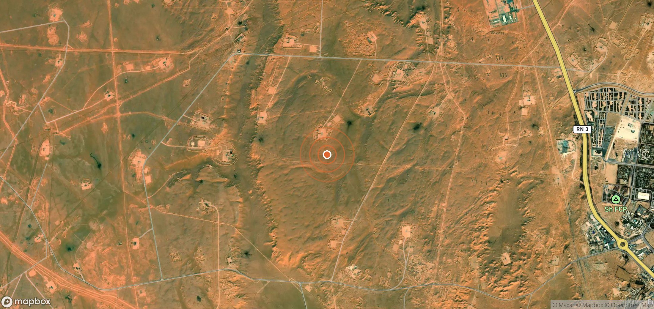 Satellite map of methane plume locations in Algeria