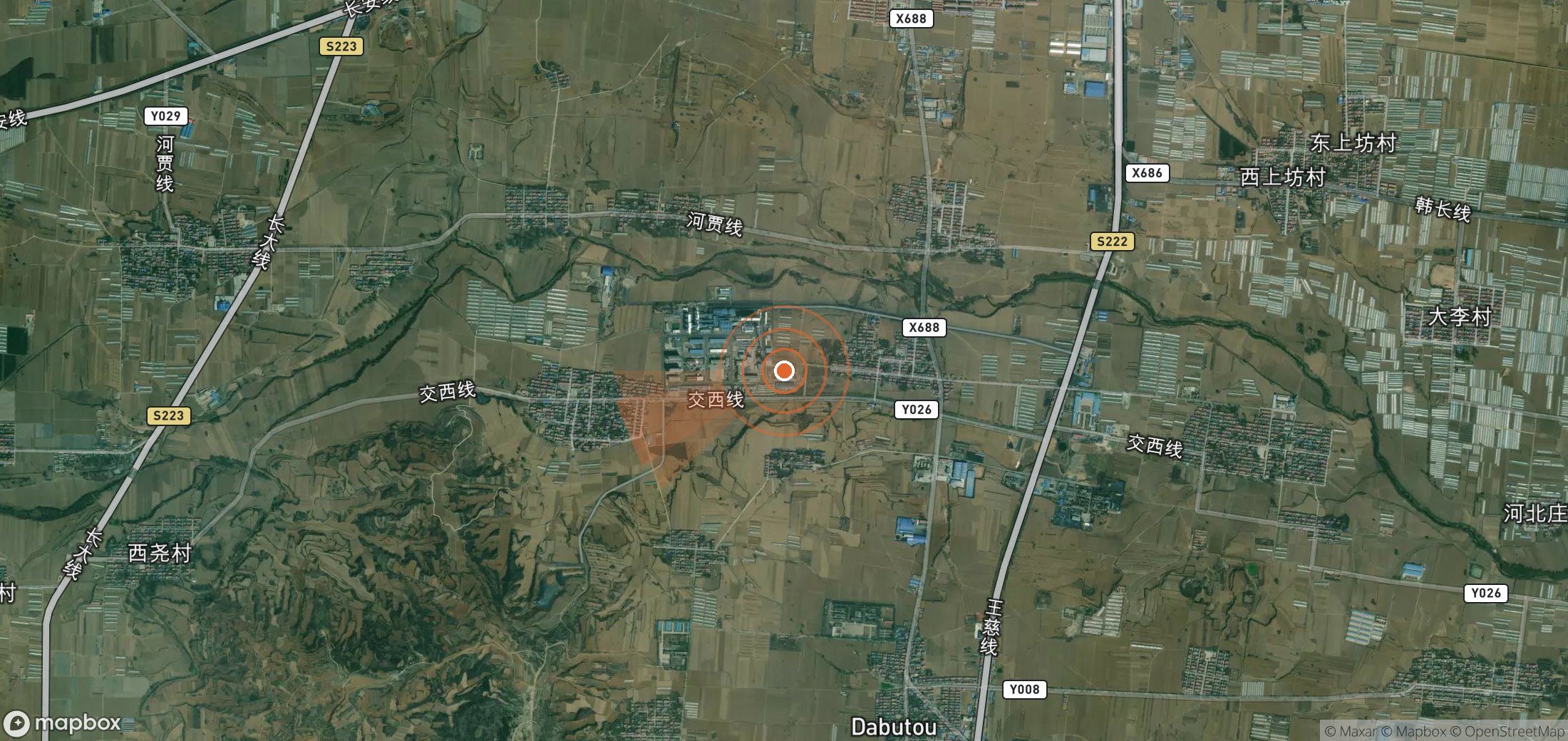 Satellite map of methane plume locations in China