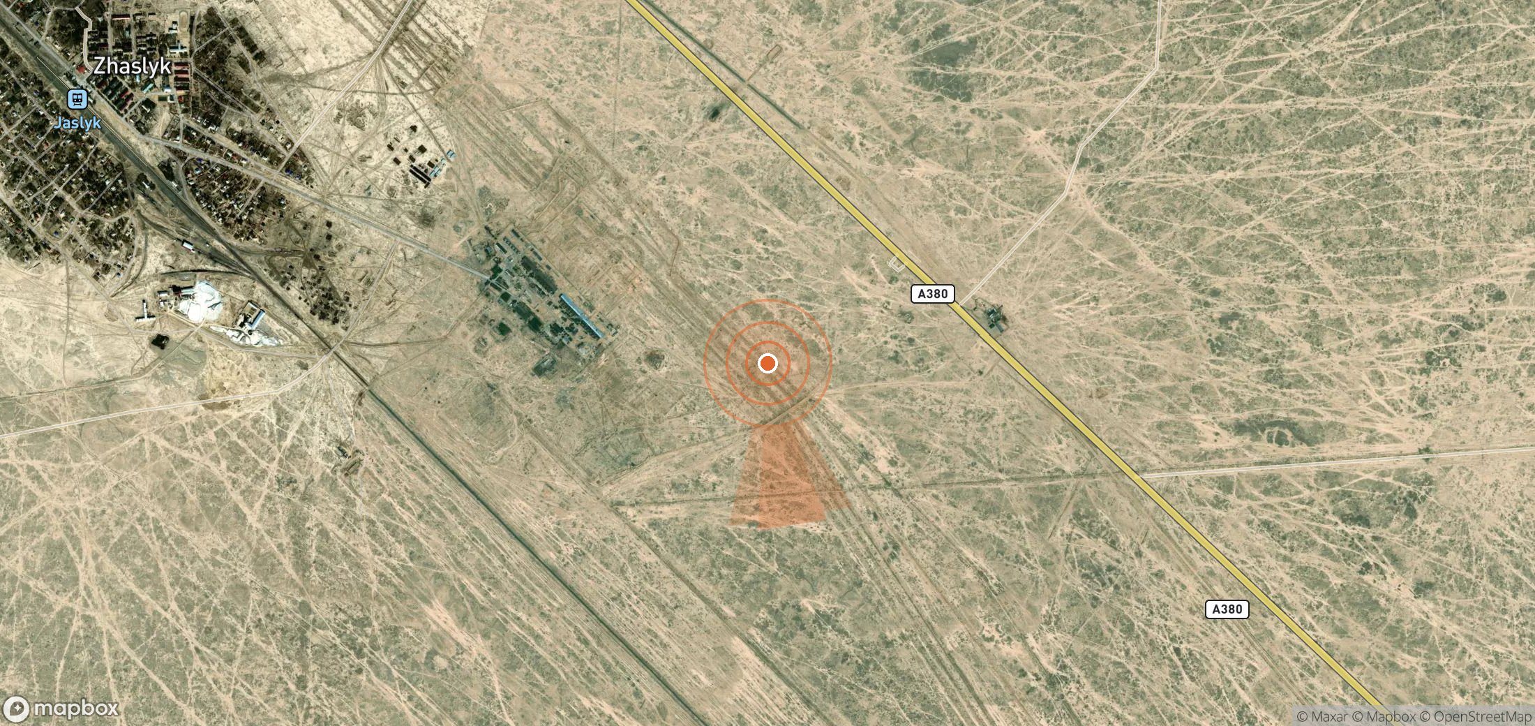 Mapa satelital de plumas de metano en Uzbekistán