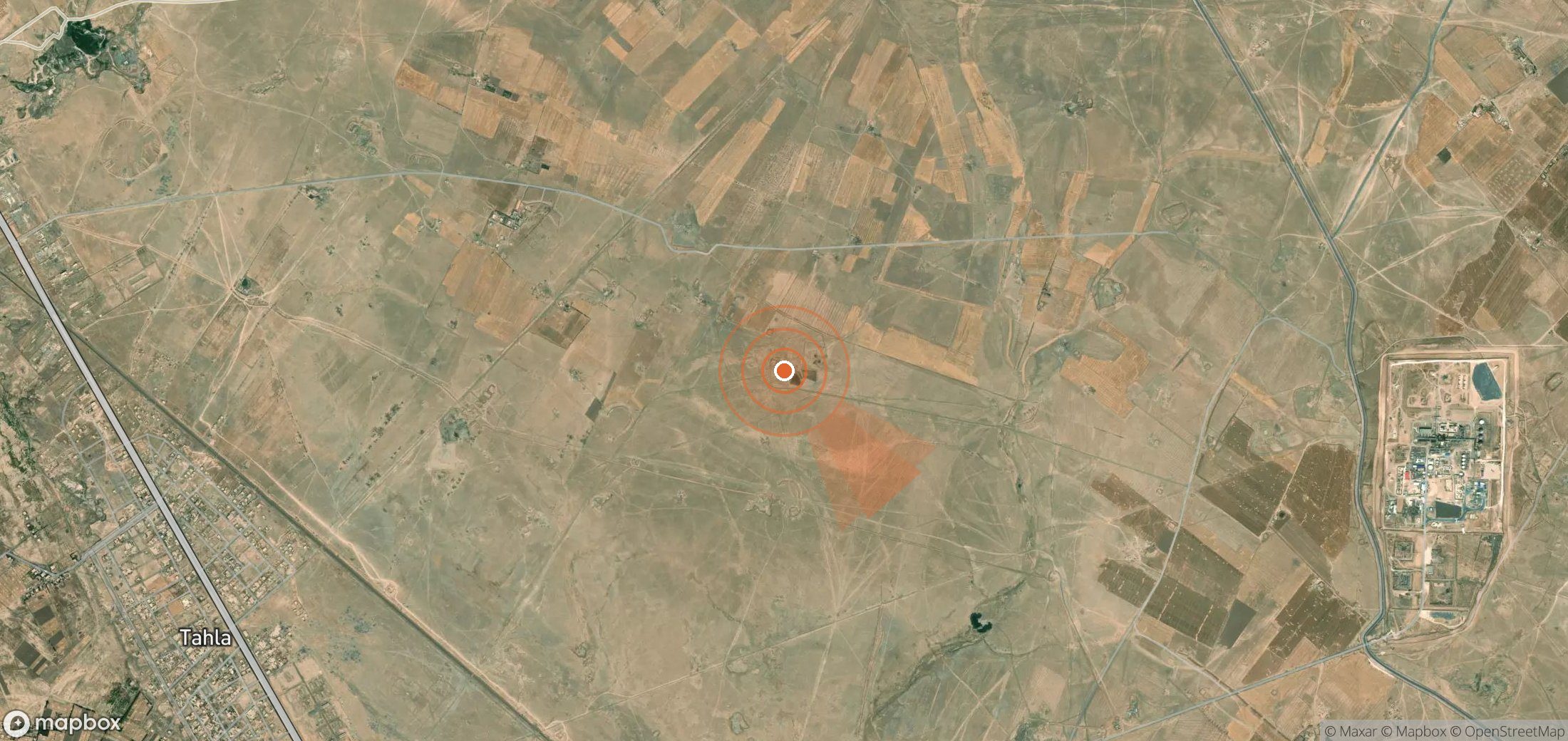 Mapa satelital de plumas de metano en Siria