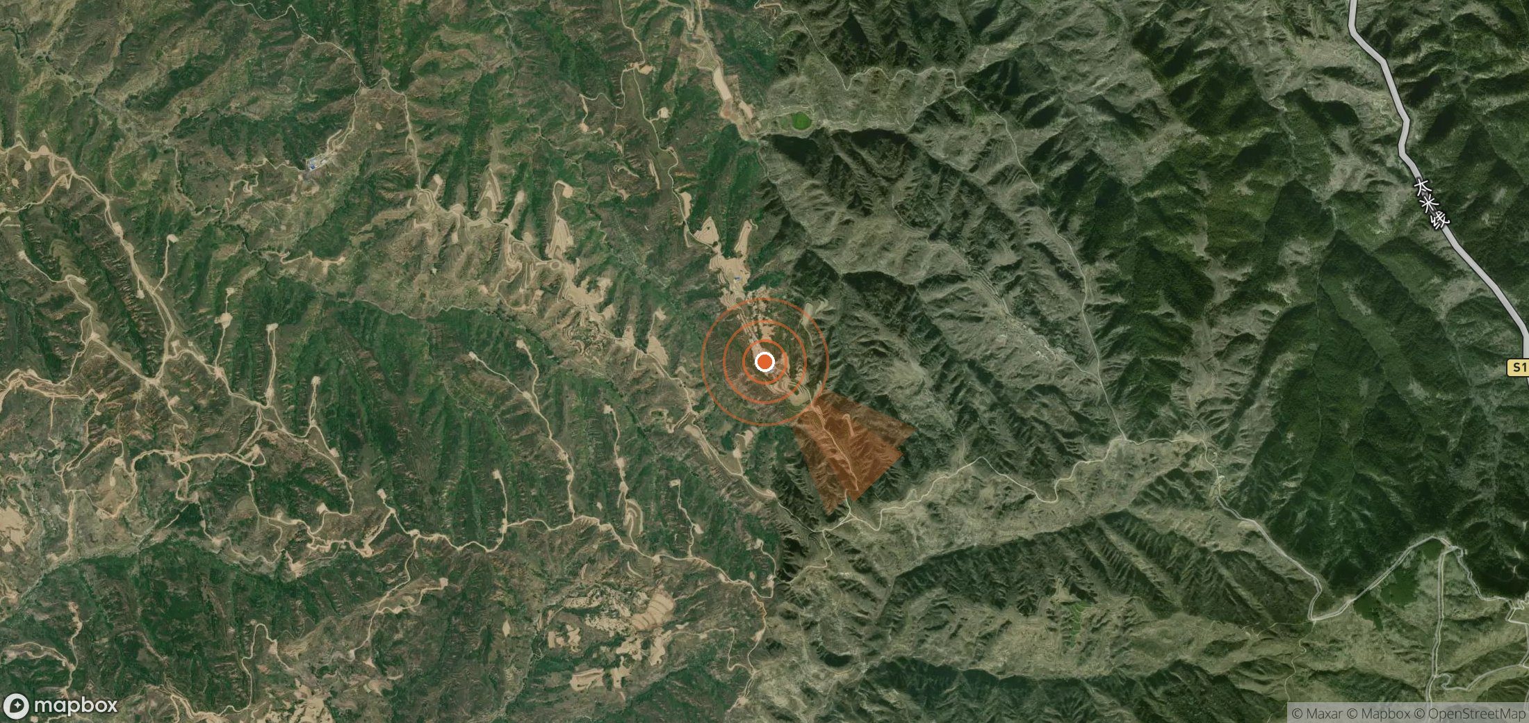 Satellite map of methane plume locations in China
