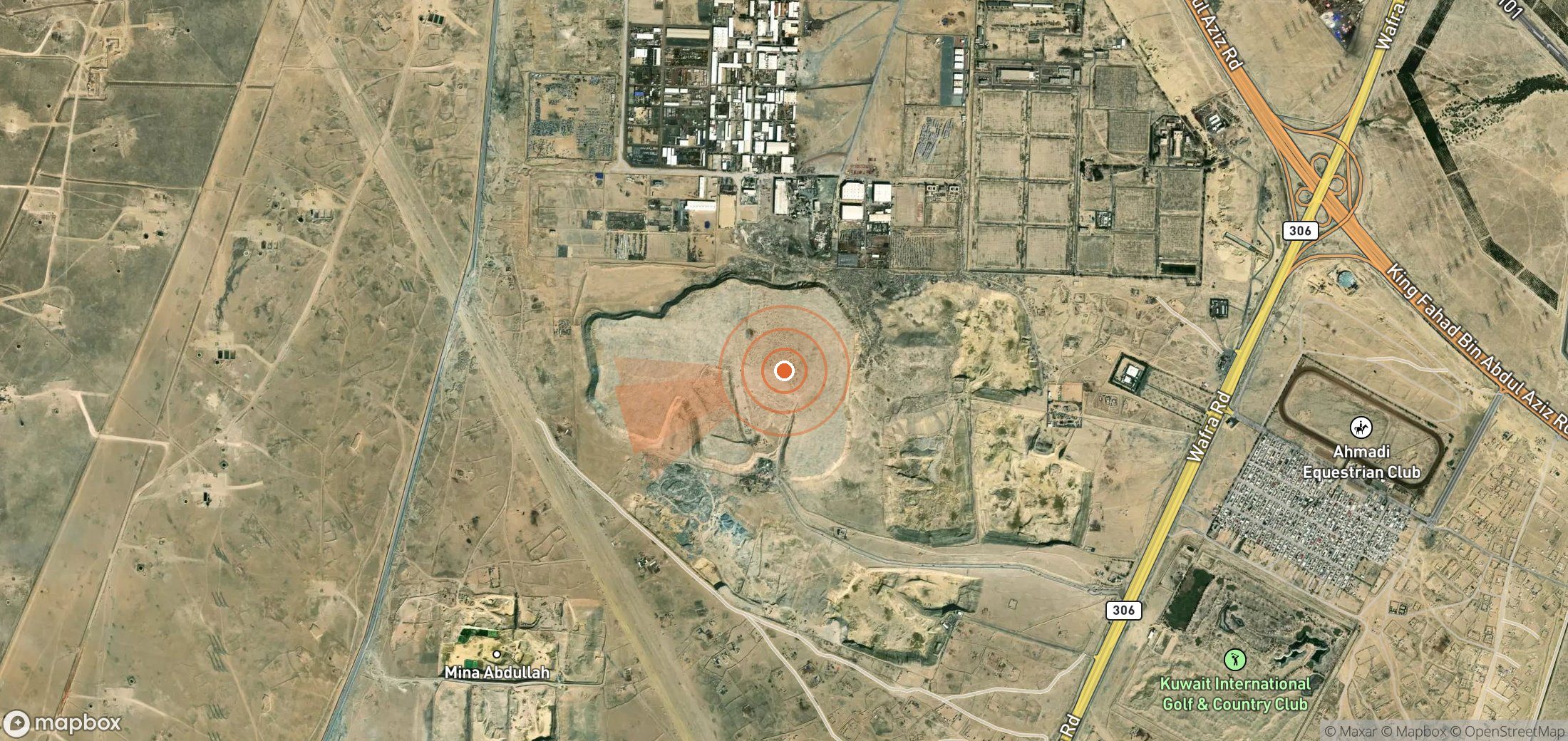 Satellite map of methane plume locations in Kuwait